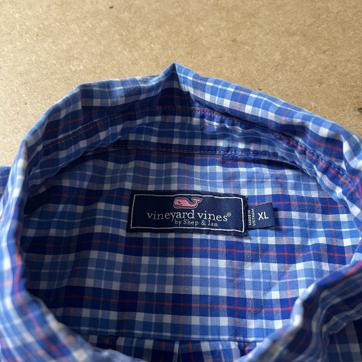 Vineyard Vines Shirt Mens XL Blue Plaid Long Sleeve Button Up Casual Cotton