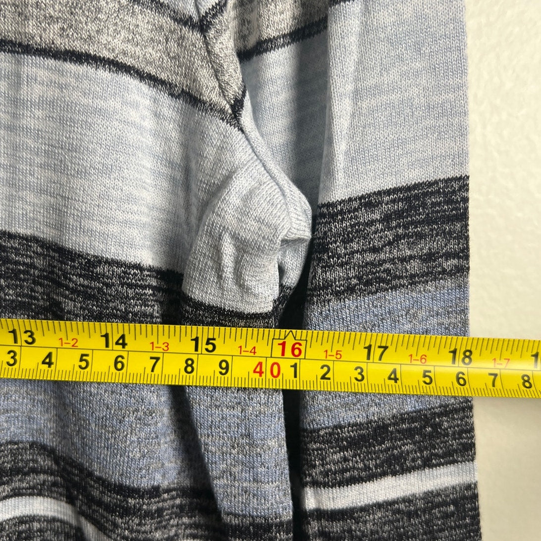 NWT Banana Republic Men M Gray Black & White Striped Long Sleeve