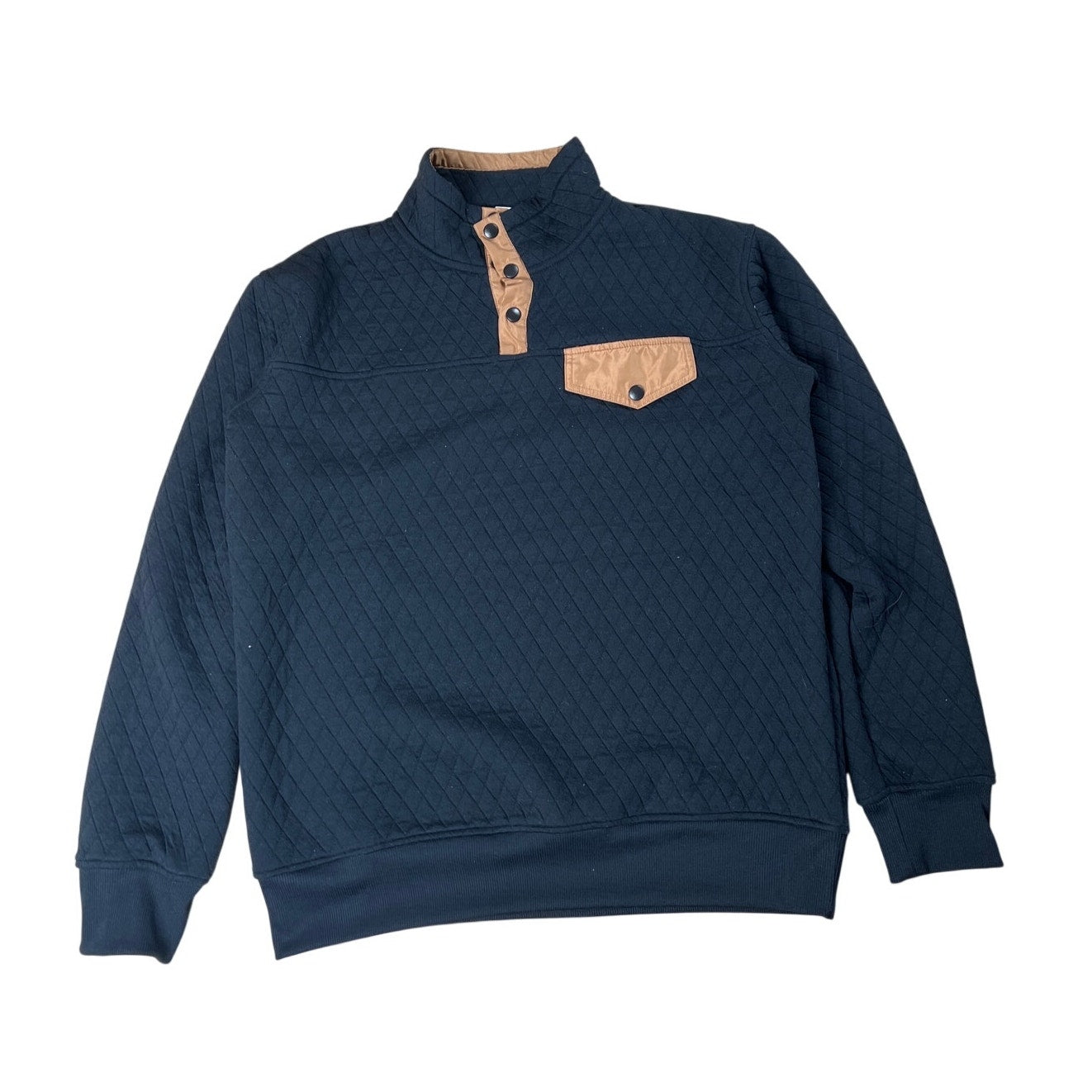 Zyia Quilted Snap Pocket Sweatshirt Womens Large Black Pullover