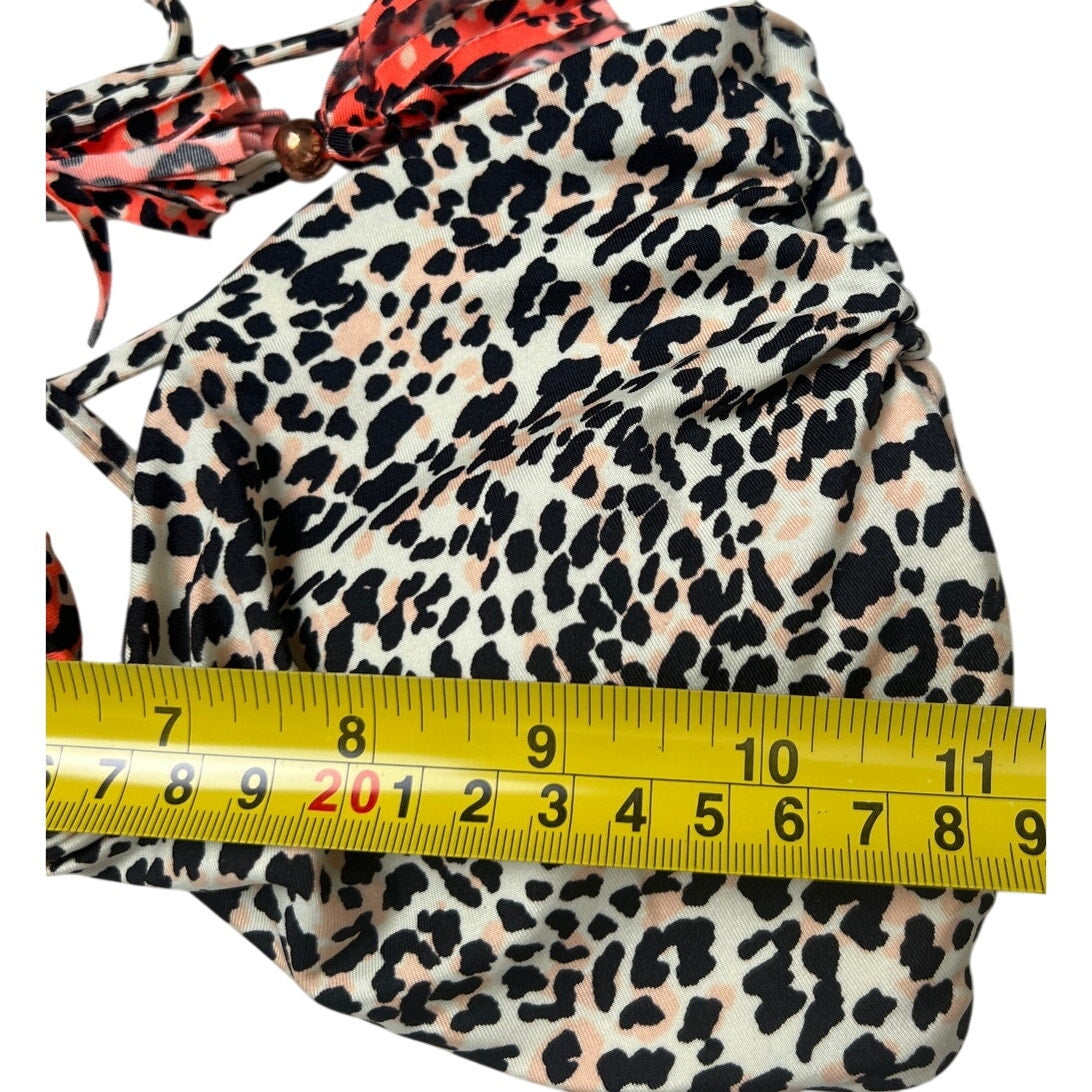 H&M Cheetah Print Orange & White Bikini Top US Size 10