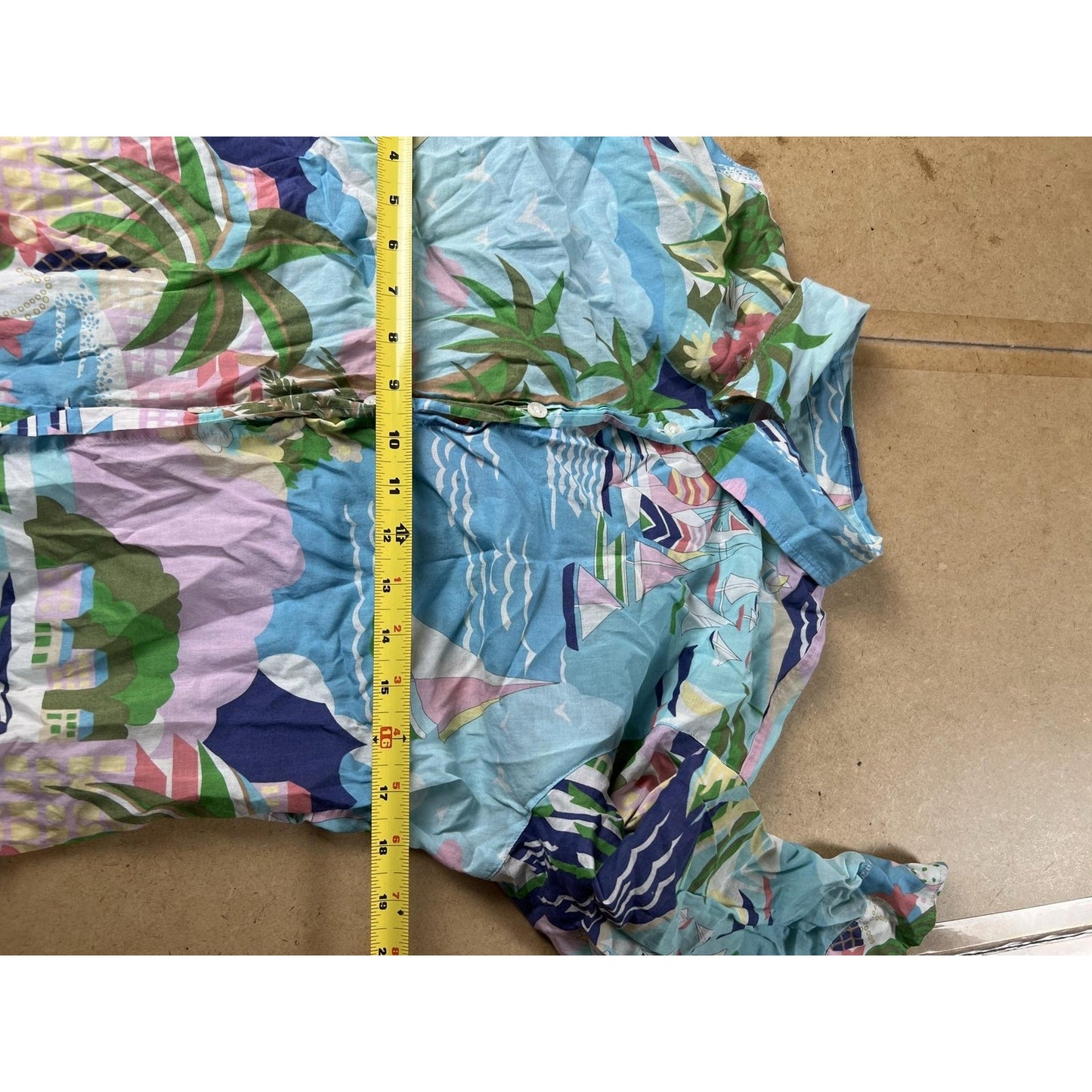 Escada Sport Tunic Womens M Blue Floral Button-Up Cotton Lightweight Relaxed
