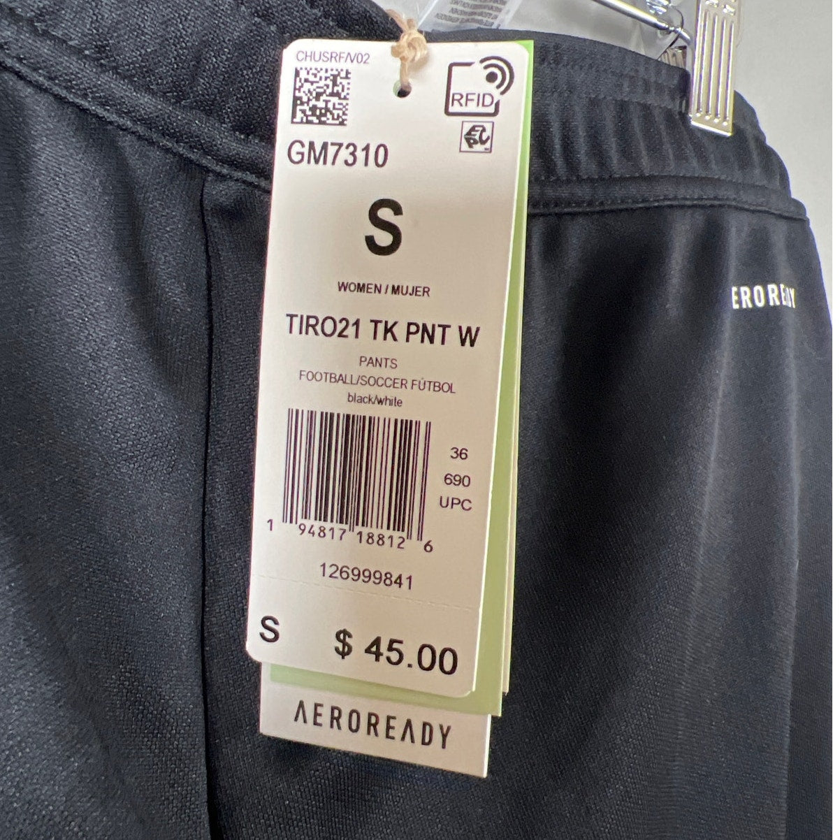 Adidas NWT Aeroready Small Black Soccer Sweatpants Women's Stripped