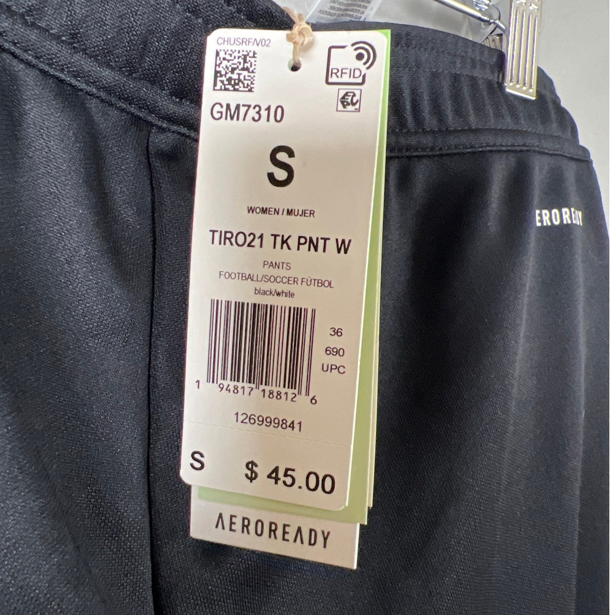 Adidas NWT Aeroready Small Black Soccer Sweatpants Women's Stripped