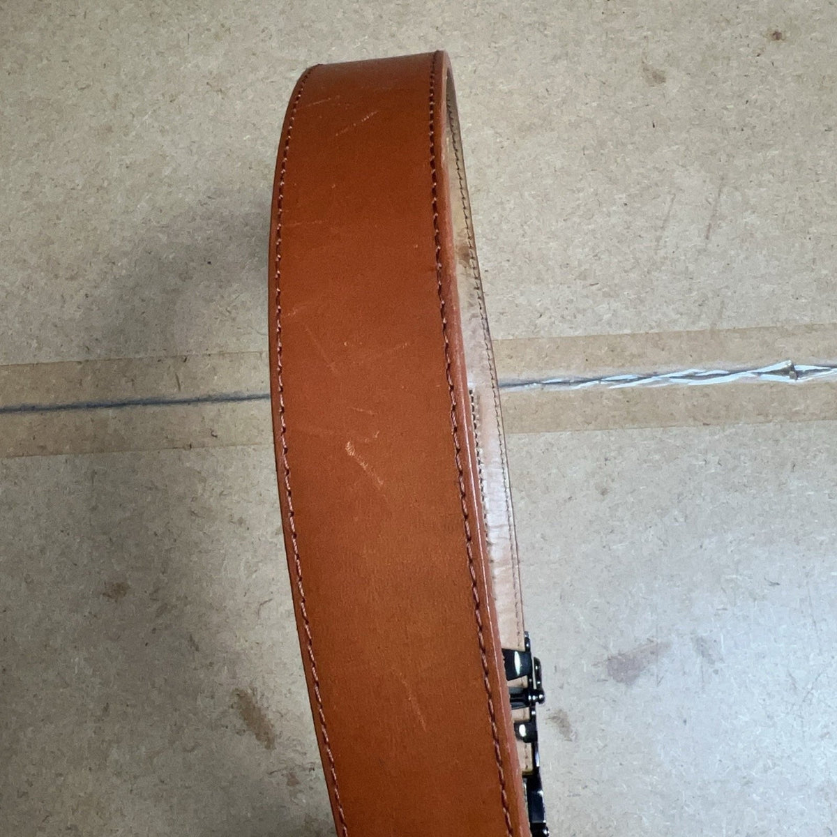Mission Belt Mens One Size Brown Leather Ratchet Adjustable Buckle Logo