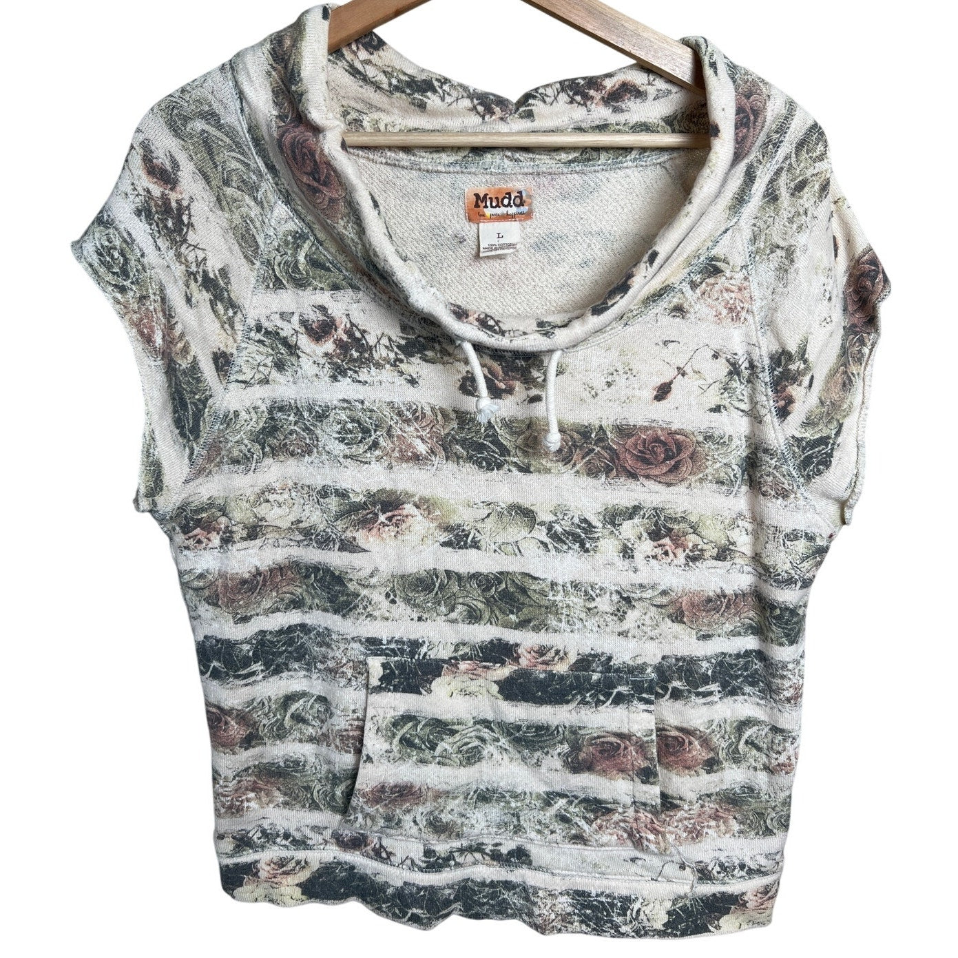 Mudd Large Short Sleeve Top Drawstring Pullover Sweater Stripe