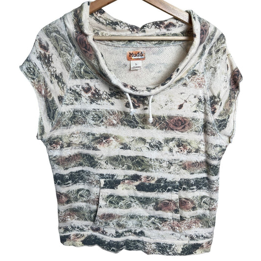 Mudd Large Short Sleeve Top Drawstring Pullover Sweater Stripe