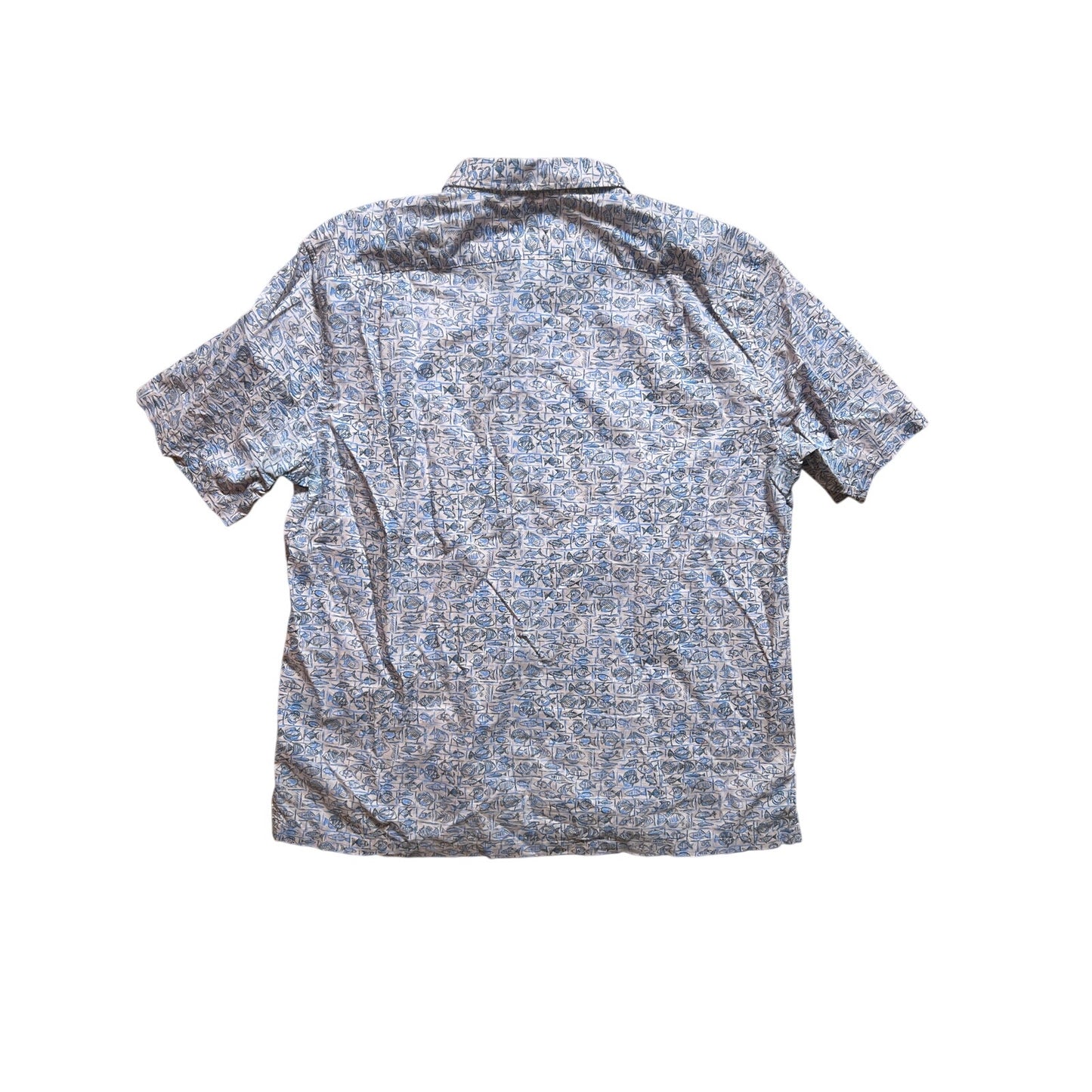 Tori Richard Men Fish AOP Short Sleeve Button Down Men XL