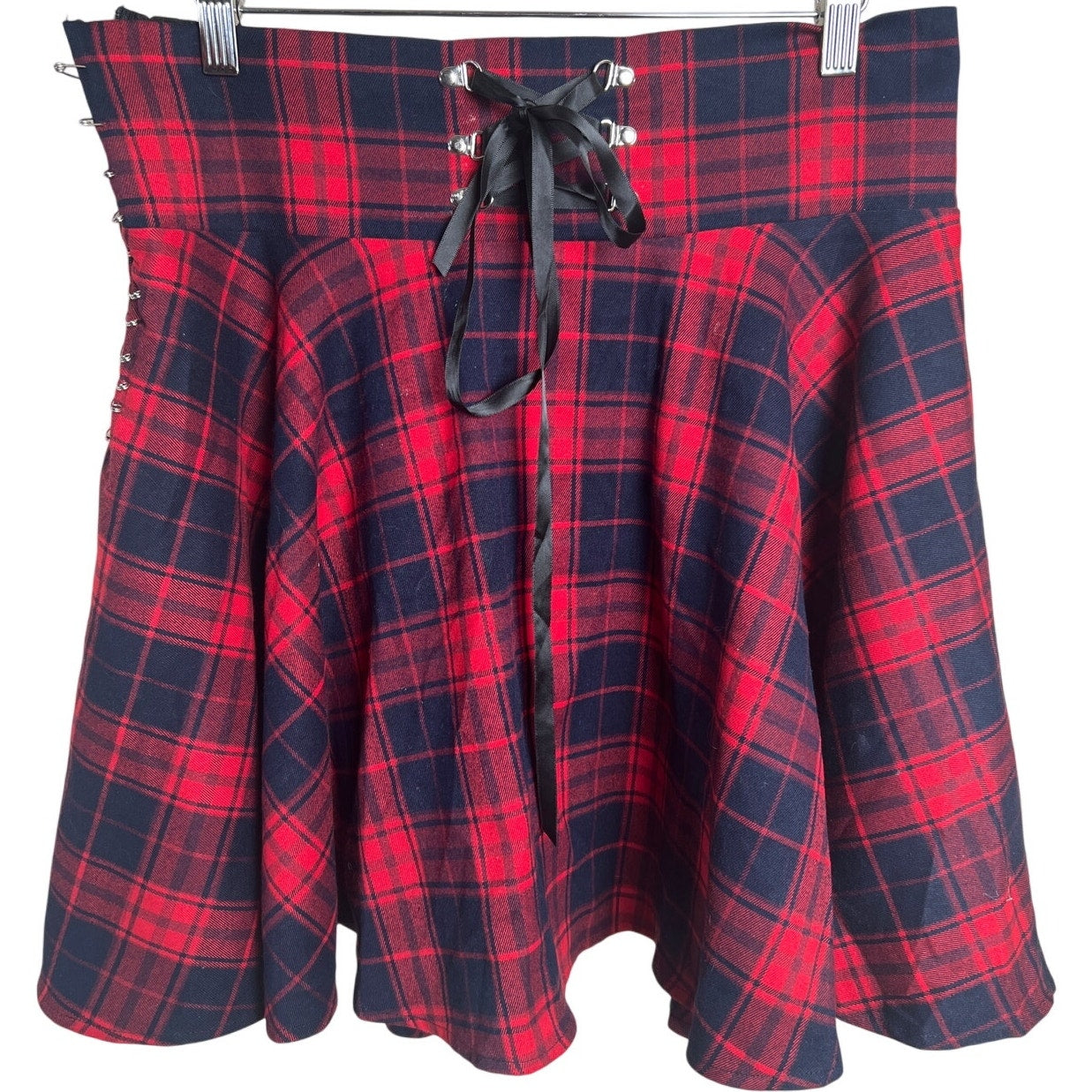 Unbranded Emo Plaid Lace Side Pin Mini Skirt Size 2XL *Broken Zipper*