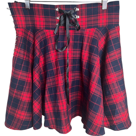 Unbranded Emo Plaid Lace Side Pin Mini Skirt Size 2XL *Broken Zipper*