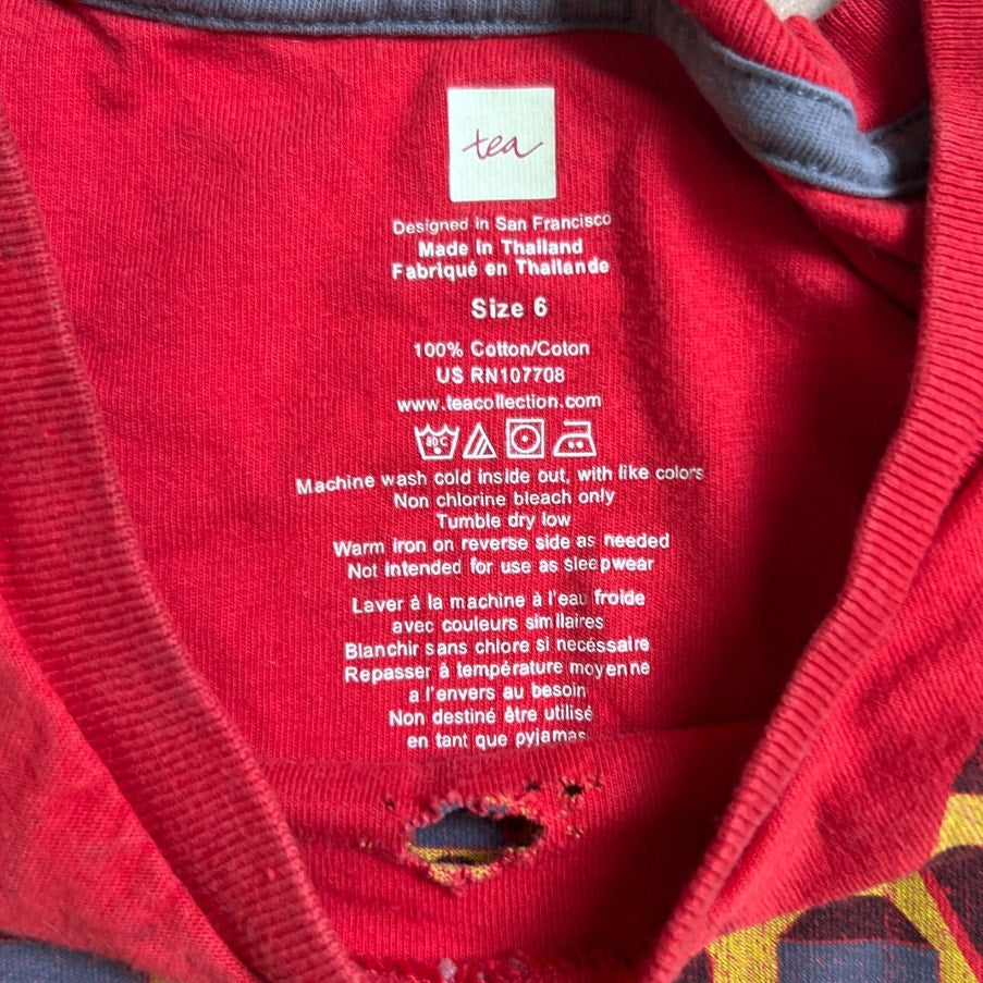 Tea Red Mosaic Leopard Giclee Print Kid Size 6 (small hole)