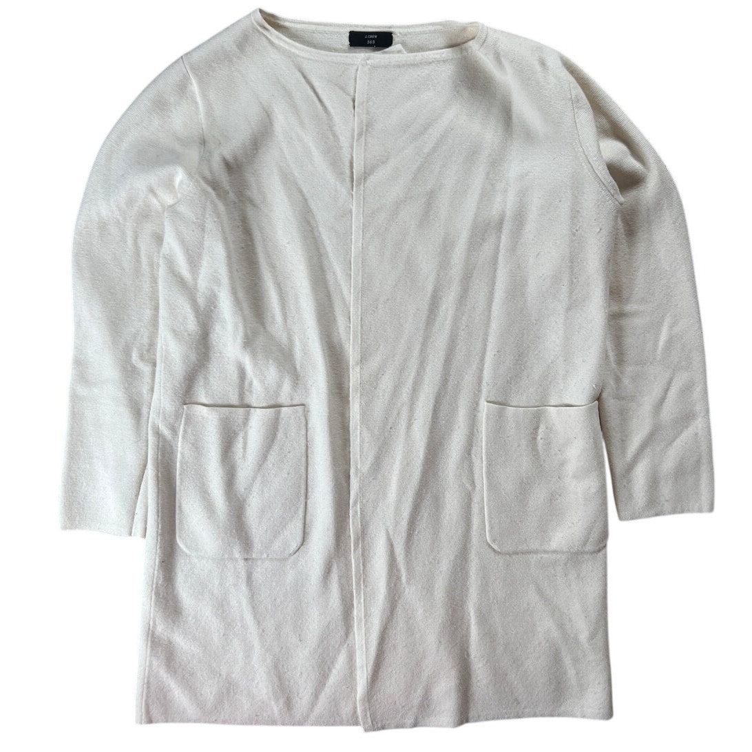 J. Crew 365 Womens Cotton Collared V-Neck Long Sleeve Cardigan White L