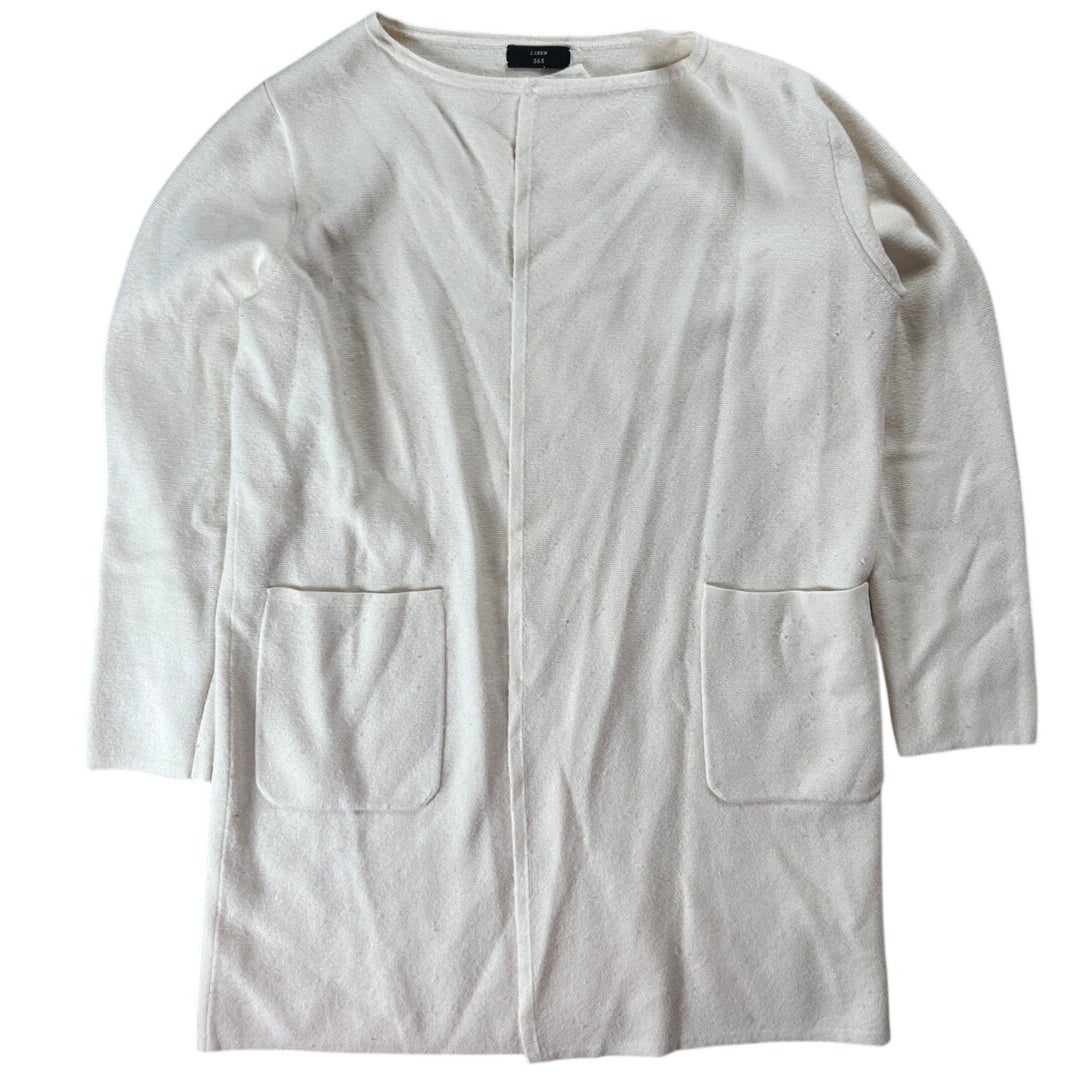 J. Crew 365 Womens Cotton Collared V-Neck Long Sleeve Cardigan White L
