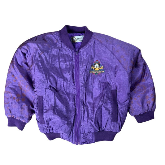 Vintage Garfield Jacket Girls 4 Purple Windbreaker Nylon Taffeta Zip Pockets