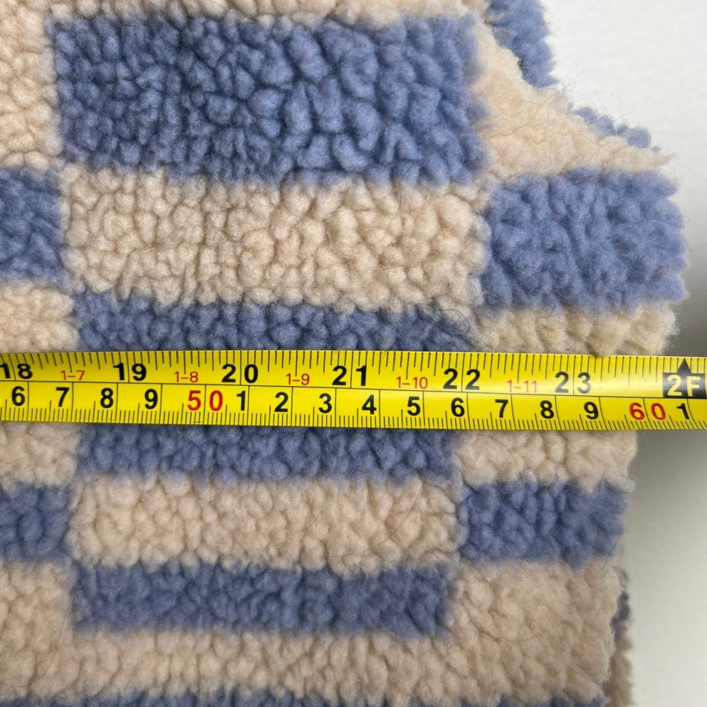 UO Blue and Tan 100% Polyester Sherpa Plush Zip Jacket Size Large