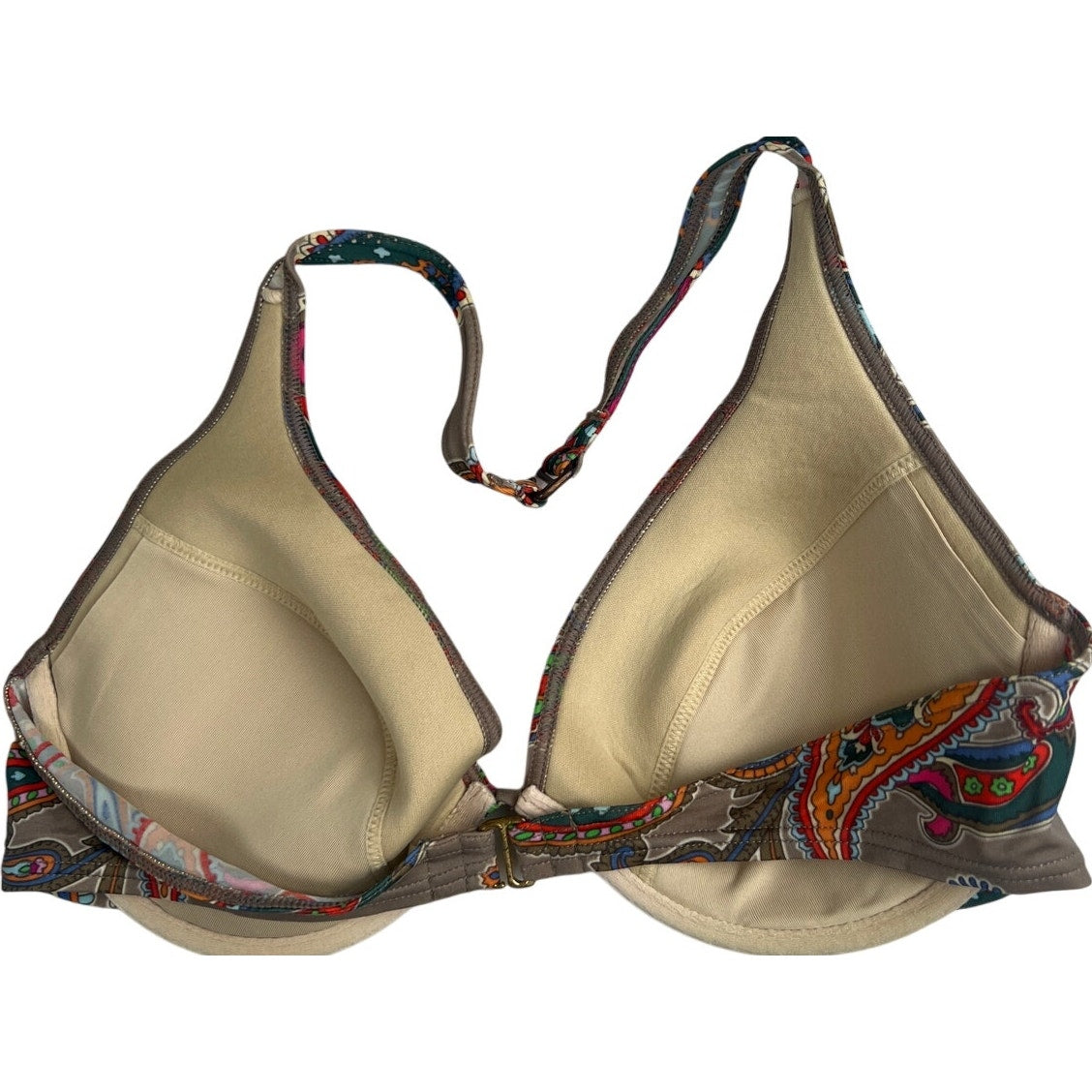 Victoria's Secret Brown Paisley Halter Bikini Top 36C EUC