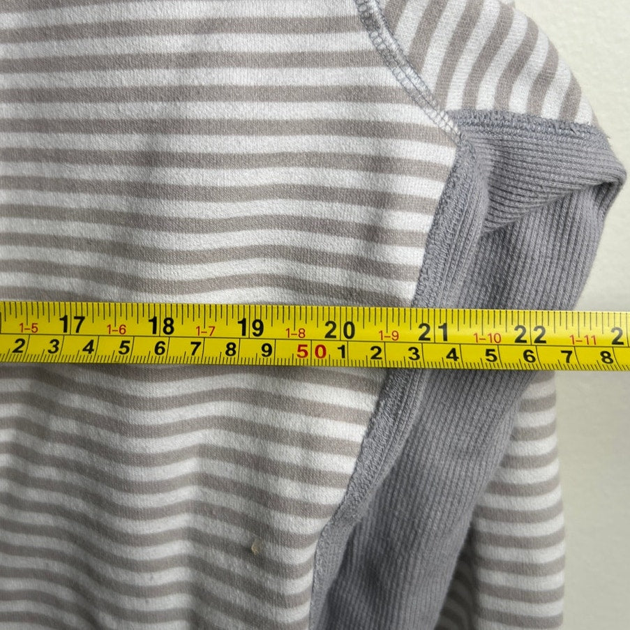 Lululemon Men Size L Grey-Brown / White Striped Zip Up Hooded Sweatshirt