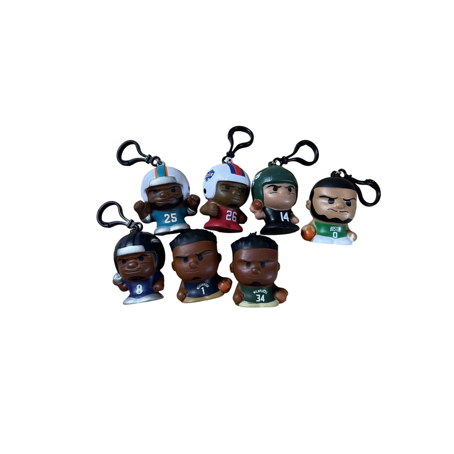NFL NBA Athlete Mini Keychain Figures Lot Of 7 Football Basketball Players