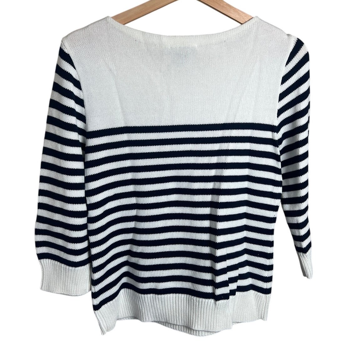 Ralph Lauren Jeans Company Petite Medium 100% Cotton Striped Boat-Neck