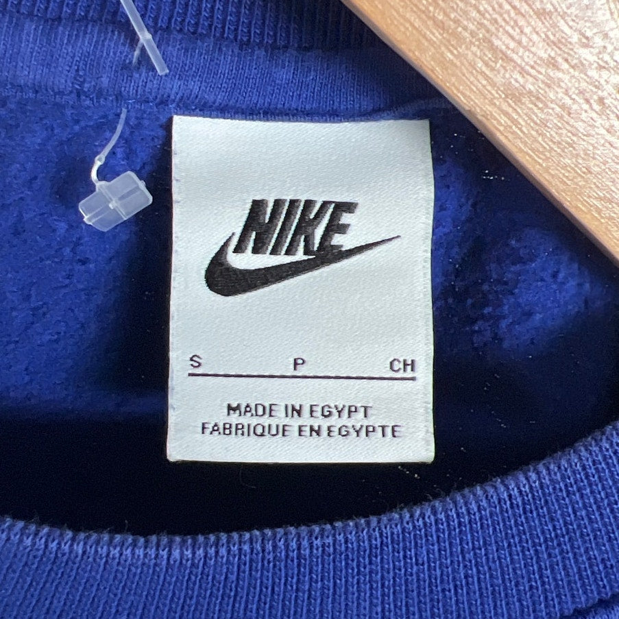 Nike Blue Floral Swoosh Embroidered Crewneck Pullover Size Small