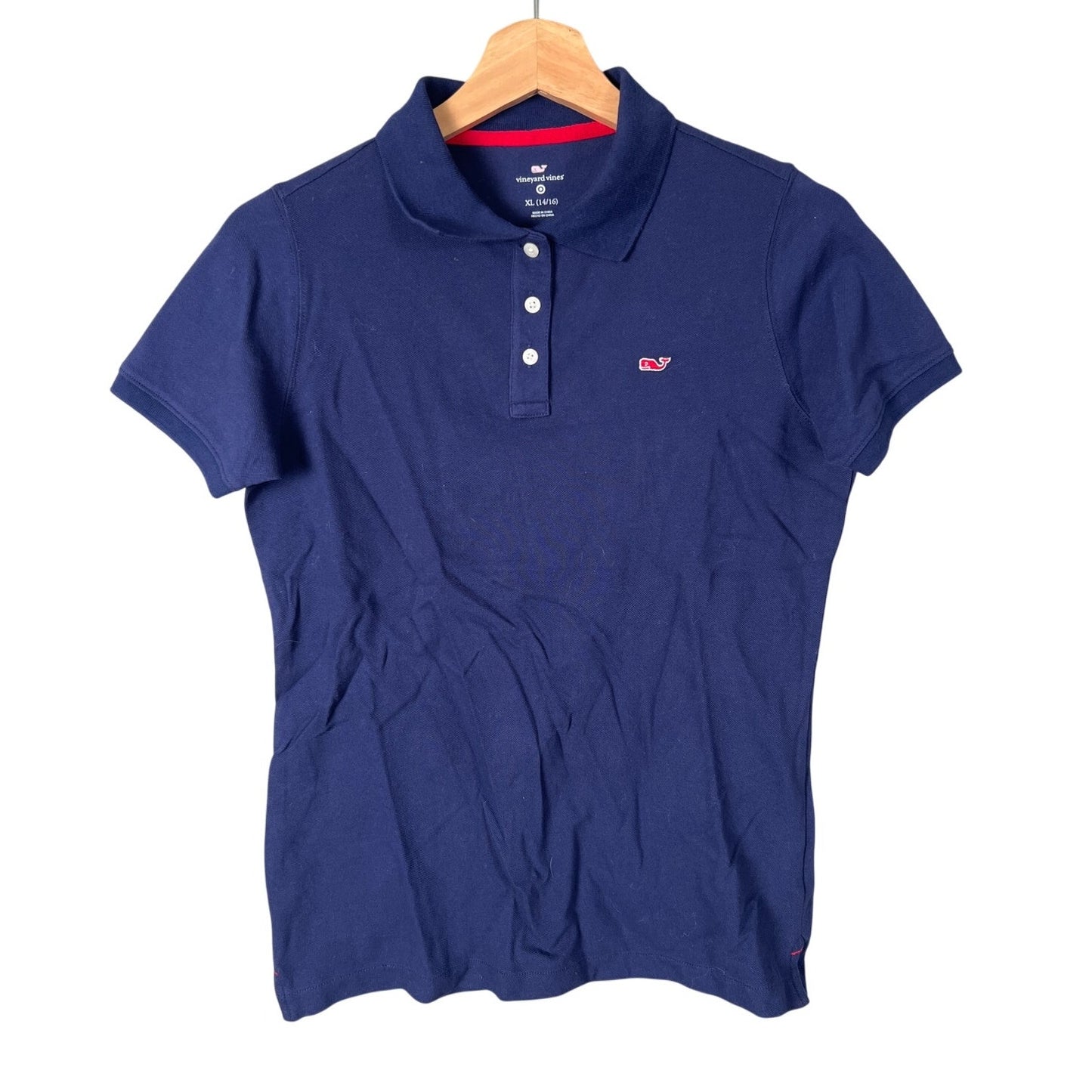 Vineyard Vines Cotton Size XL 14/16 Blue Polo Shirt Teen