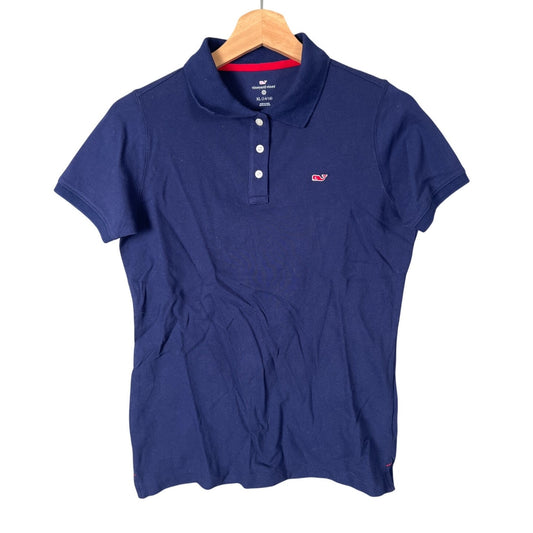 Vineyard Vines Cotton Size XL 14/16 Blue Polo Shirt Teen