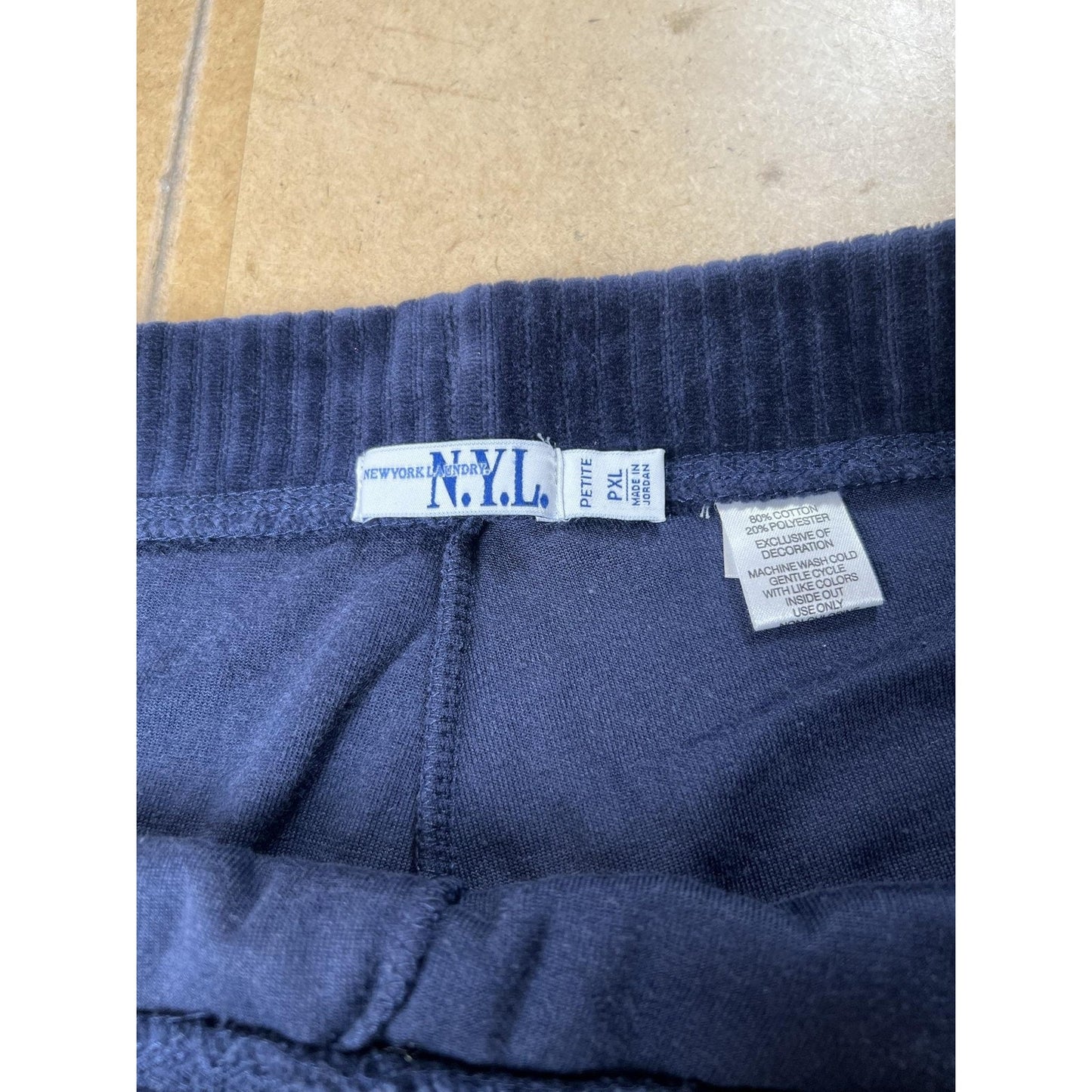 New York Laundry Pants Womens PXL Petite Blue Velvet Sweatpants Drawstring