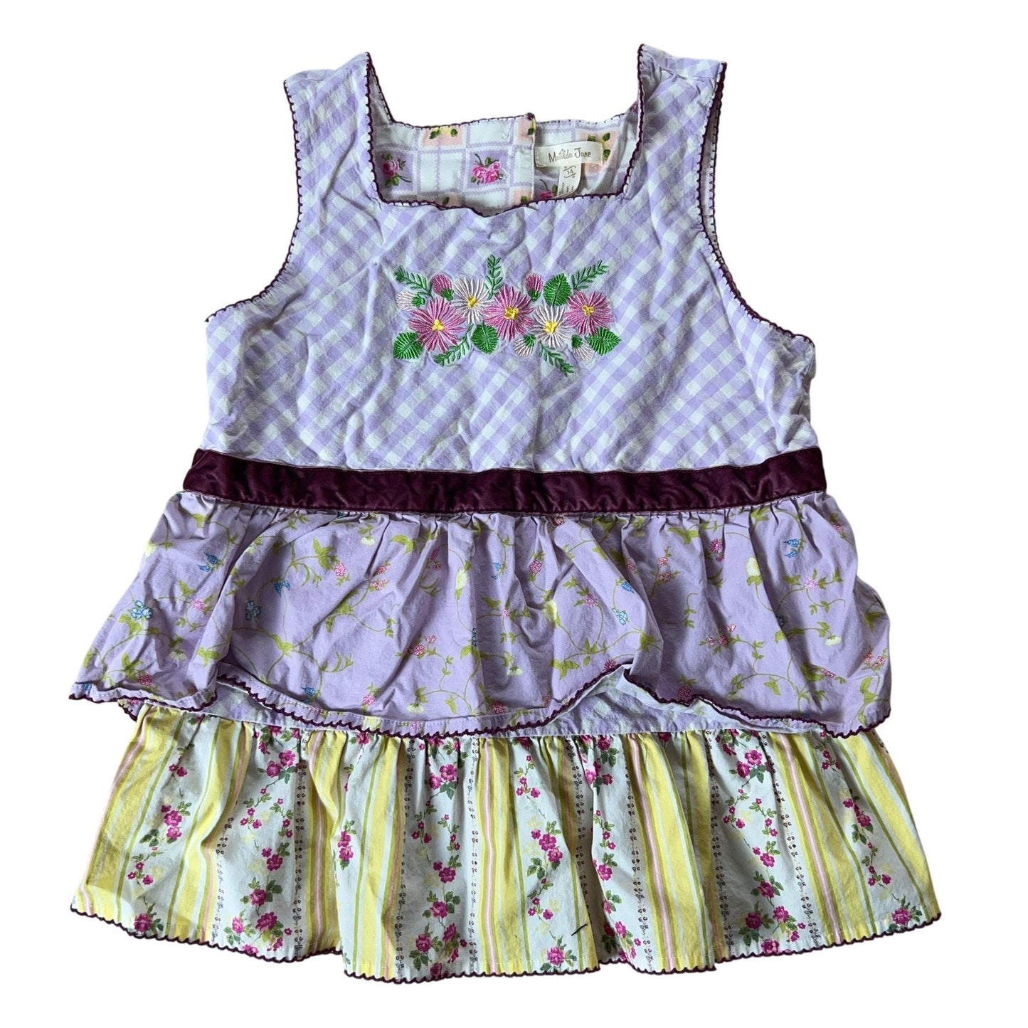 Matilda Jane Dress Girls 4 Purple Floral Camisole Straps Embroidered Lightweight
