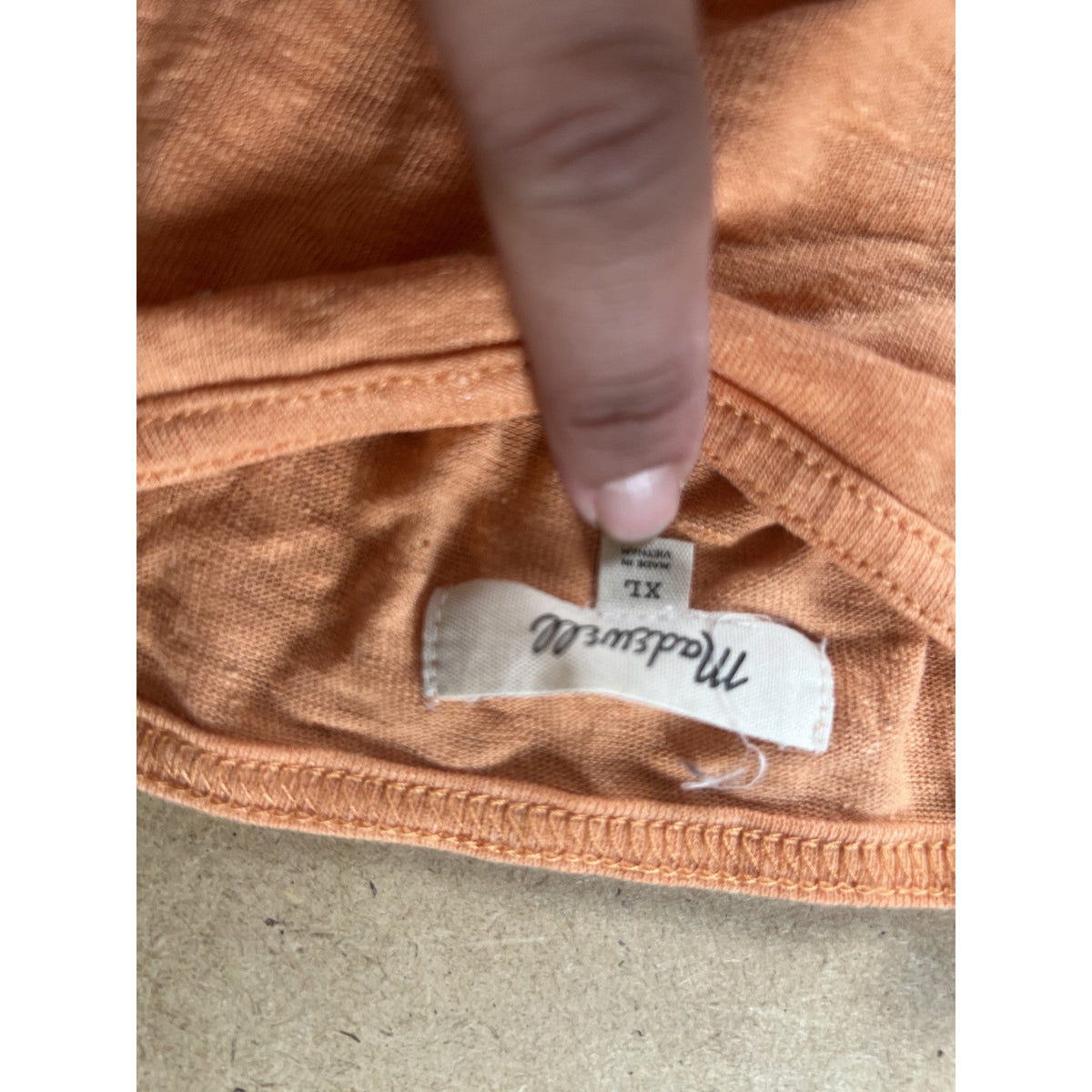 Madewell Tank Womens XL Orange High Neck Linen Viscose Relaxed Slit Basic
