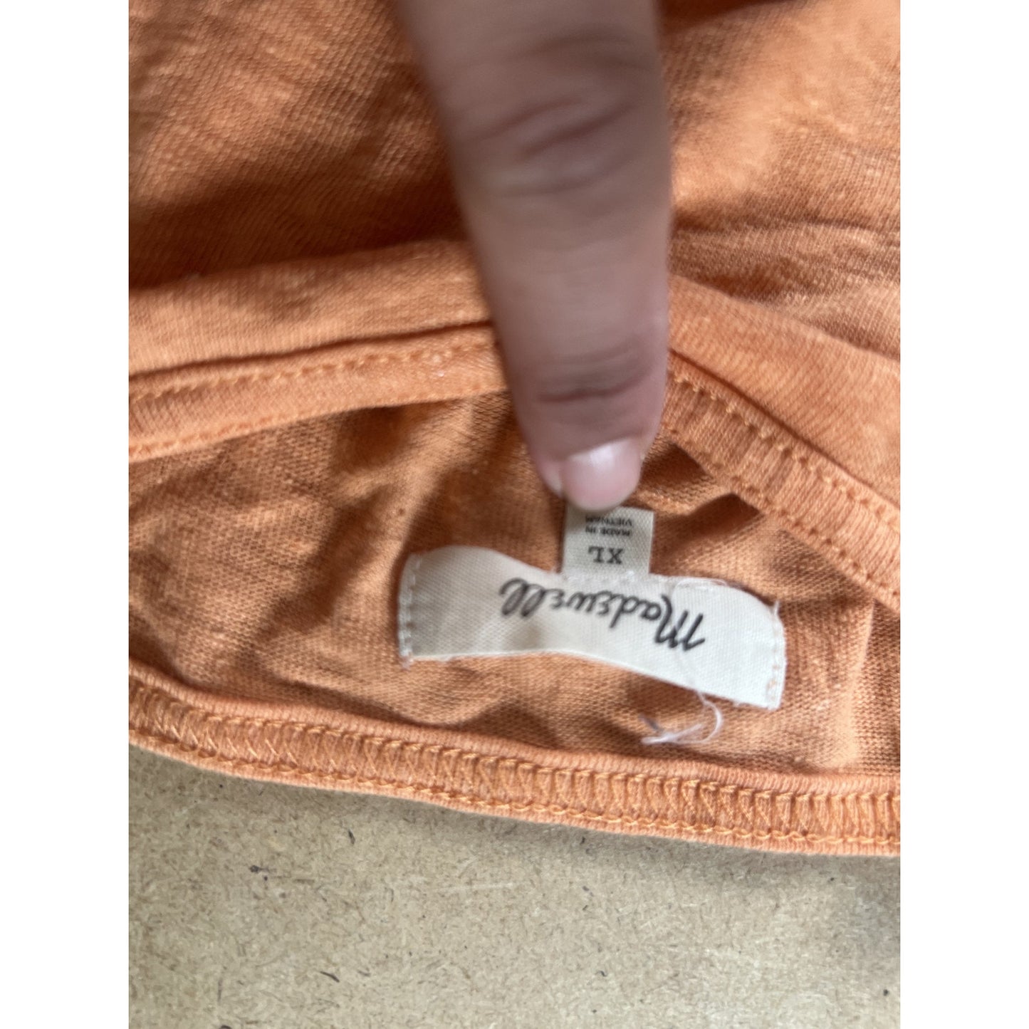 Madewell Tank Womens XL Orange High Neck Linen Viscose Relaxed Slit Basic
