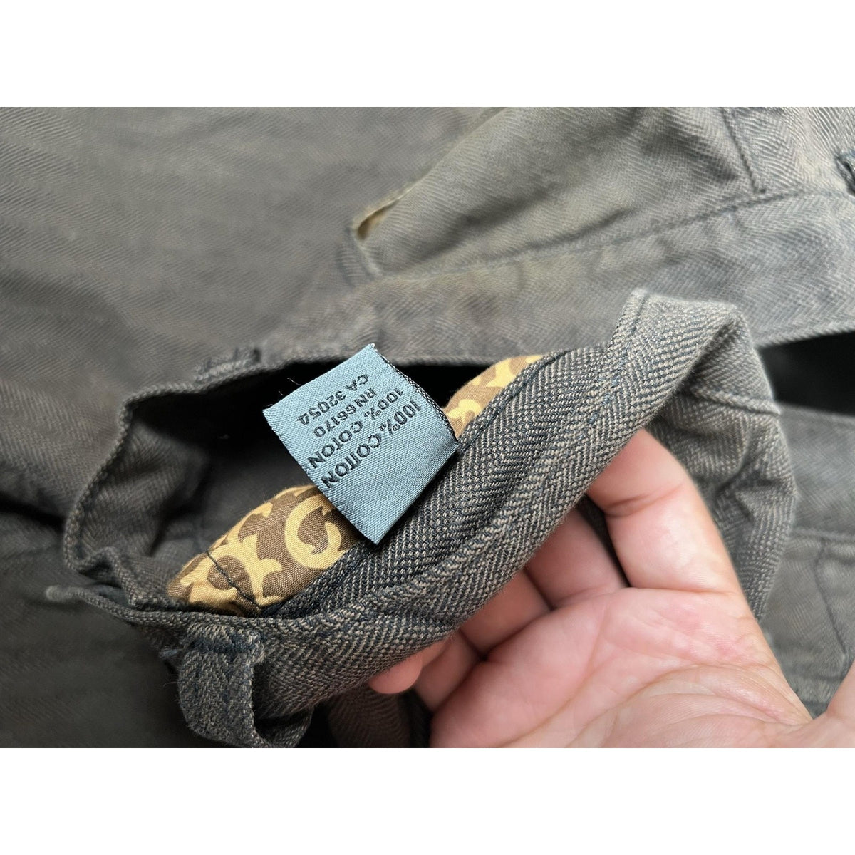 STOCK Pants Mens 33x32 Gray Chino Slim Denim Herringbone Cotton Flat Front