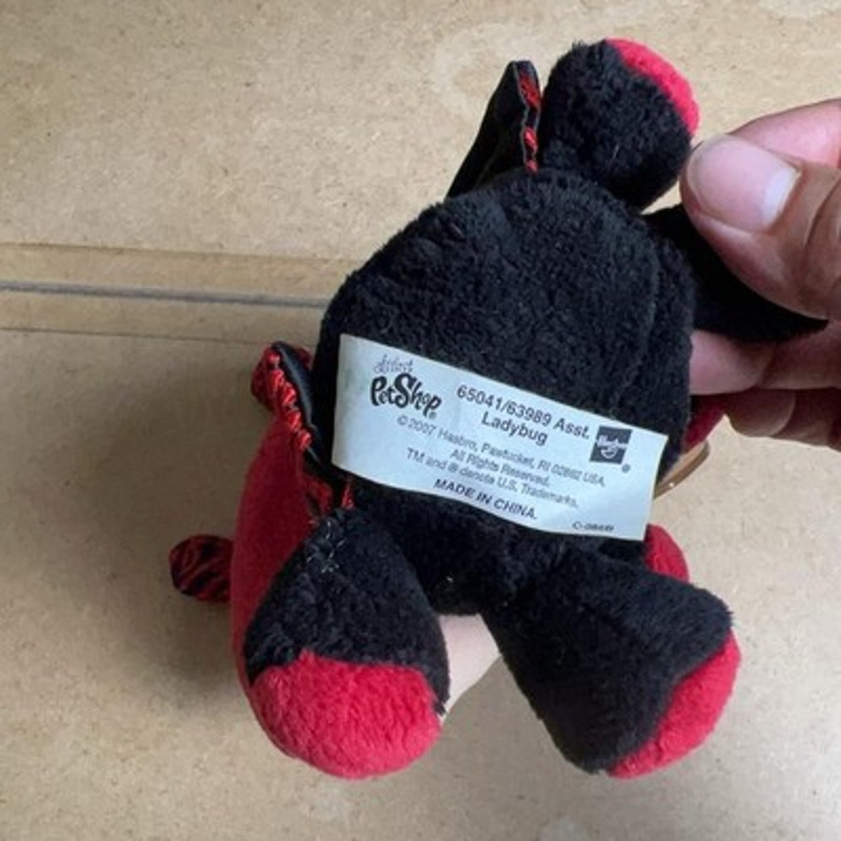 Littlest Pet Shop Ladybug Plush Red Black Small Hasbro LPS Collar Made In China
