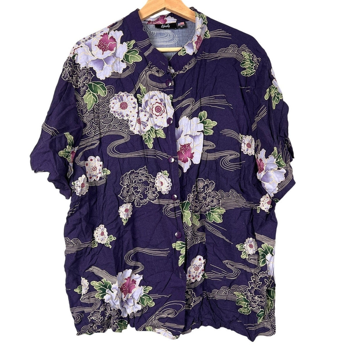 Tapestry Purple Floral Men 2XL Button Up Top
