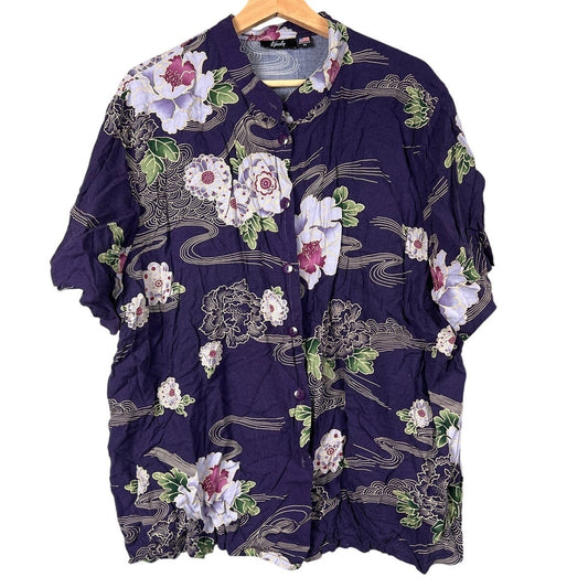 Tapestry Purple Floral Men 2XL Button Up Top