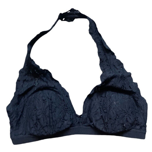 Aerie Black Wildflowers Lace Halter Style Bralette Size Small S
