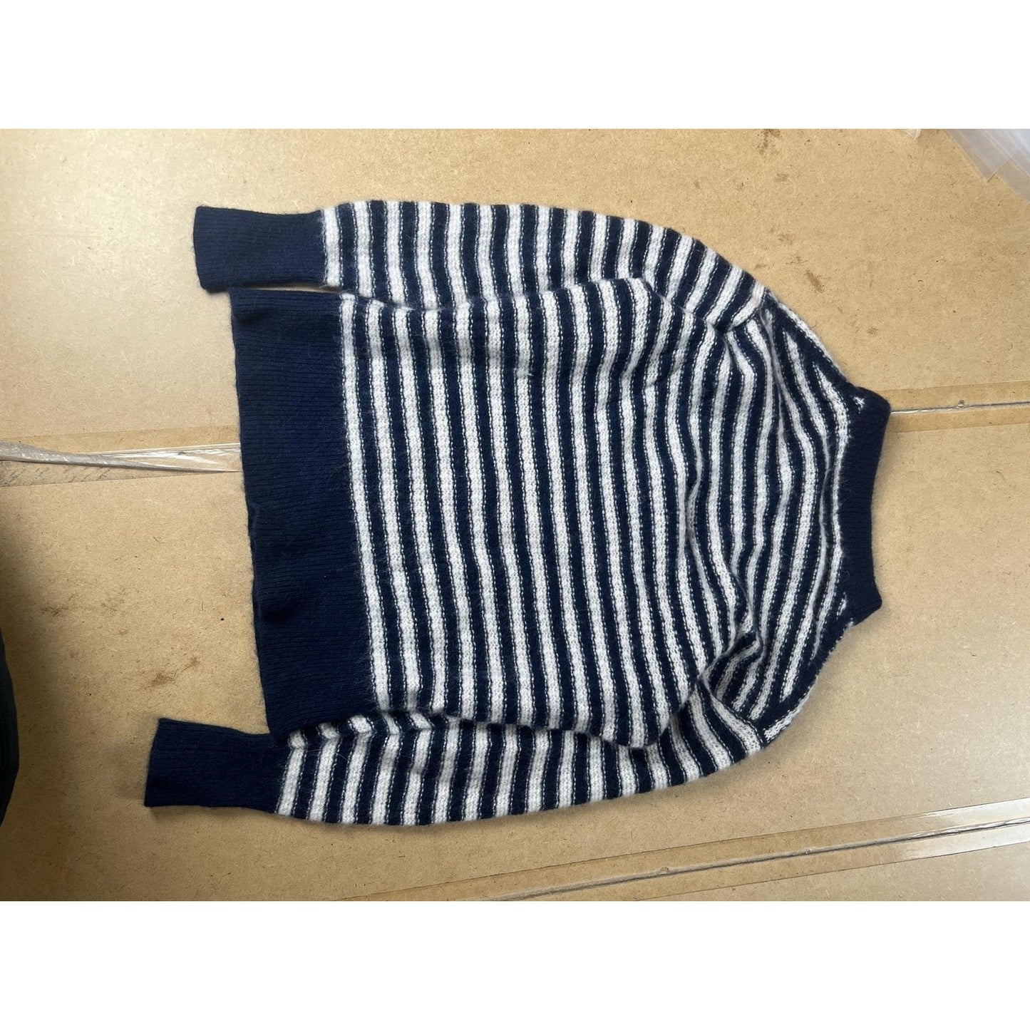 J.CREW Sweater Womens XS Blue Cashmere Striped Crew Neck Lightweight Tight-Knit