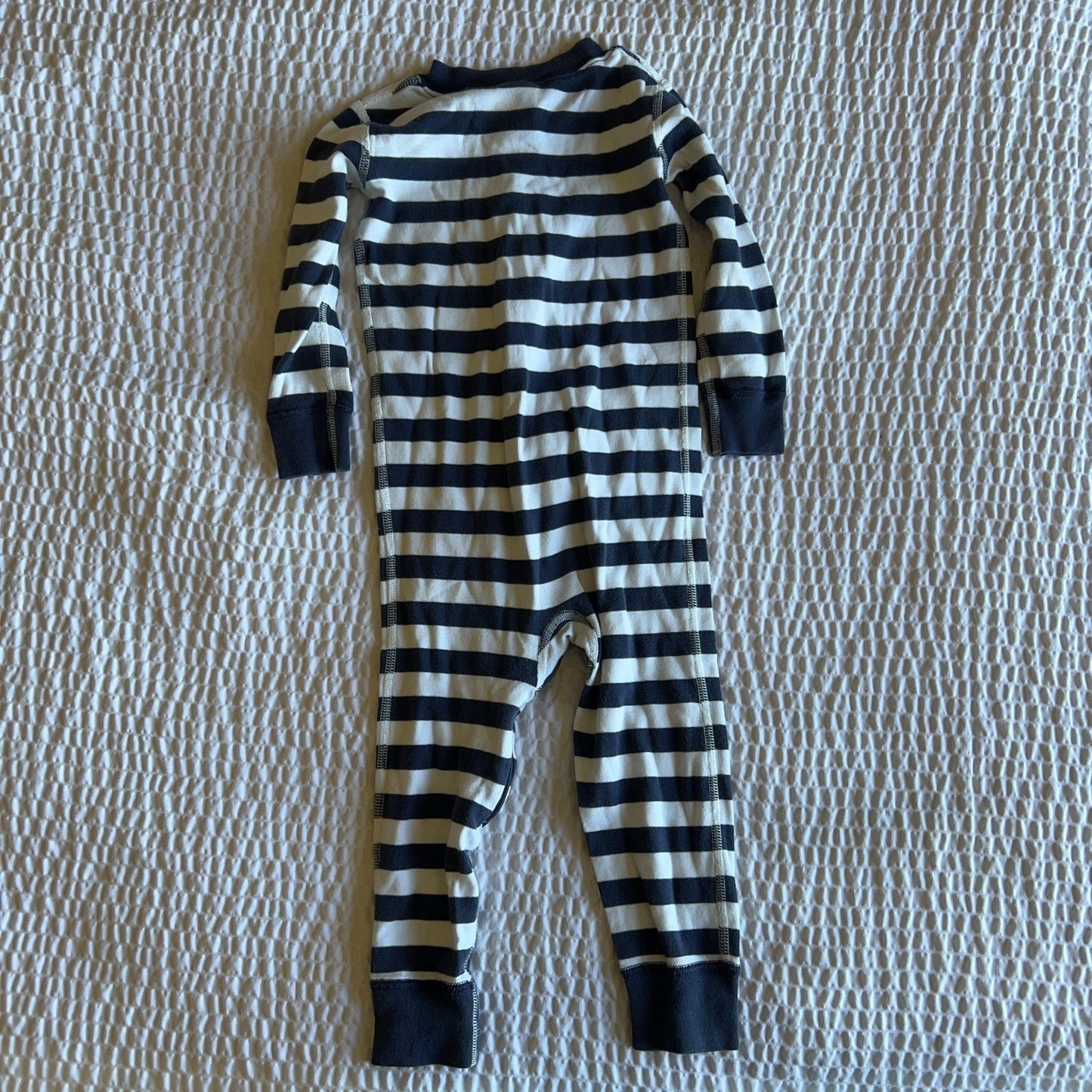 Hanna Andersson Jacket Unisex 3T Blue Striped Full Zip Jersey Organic Cotton