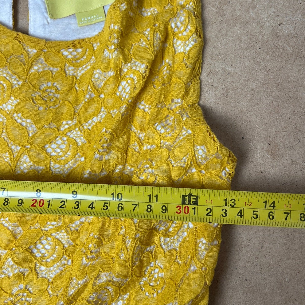 Maeve Anthropologie Vera Lace Yellow A-Line Pocket Summer Dress Size XS