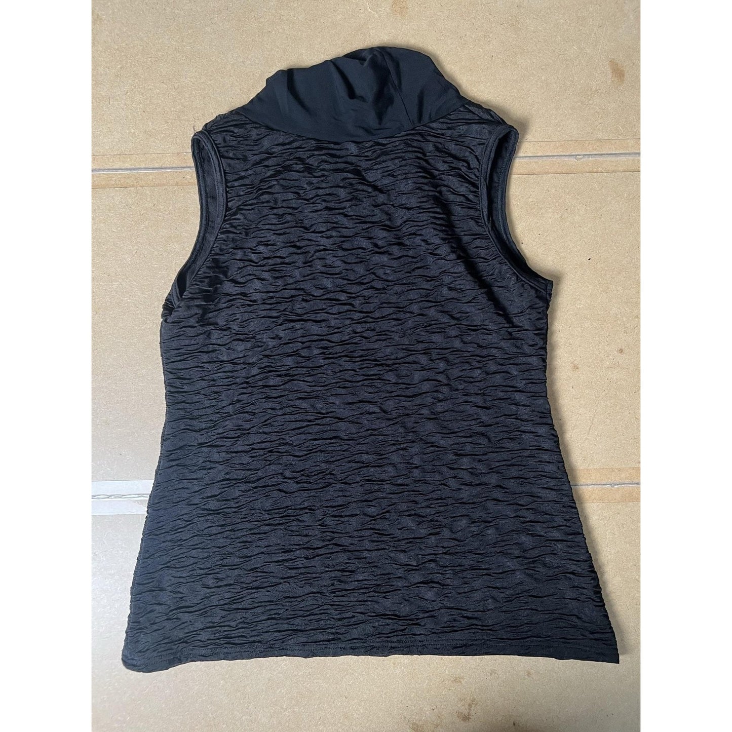 LAURA HILAVAC Tank Womens S Black Cowl Neck Jersey Pleated Slim Stretch Casual