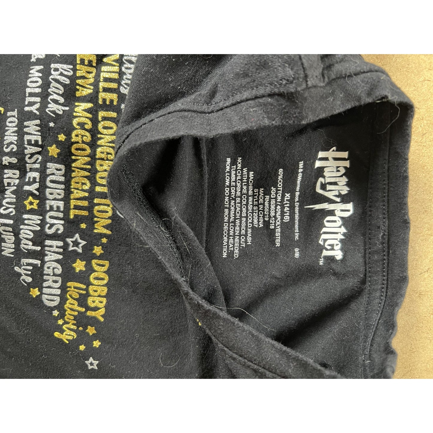 Harry Potter T-Shirt Teens XL Black Tagless Crew Neck Graphic Jersey Cotton