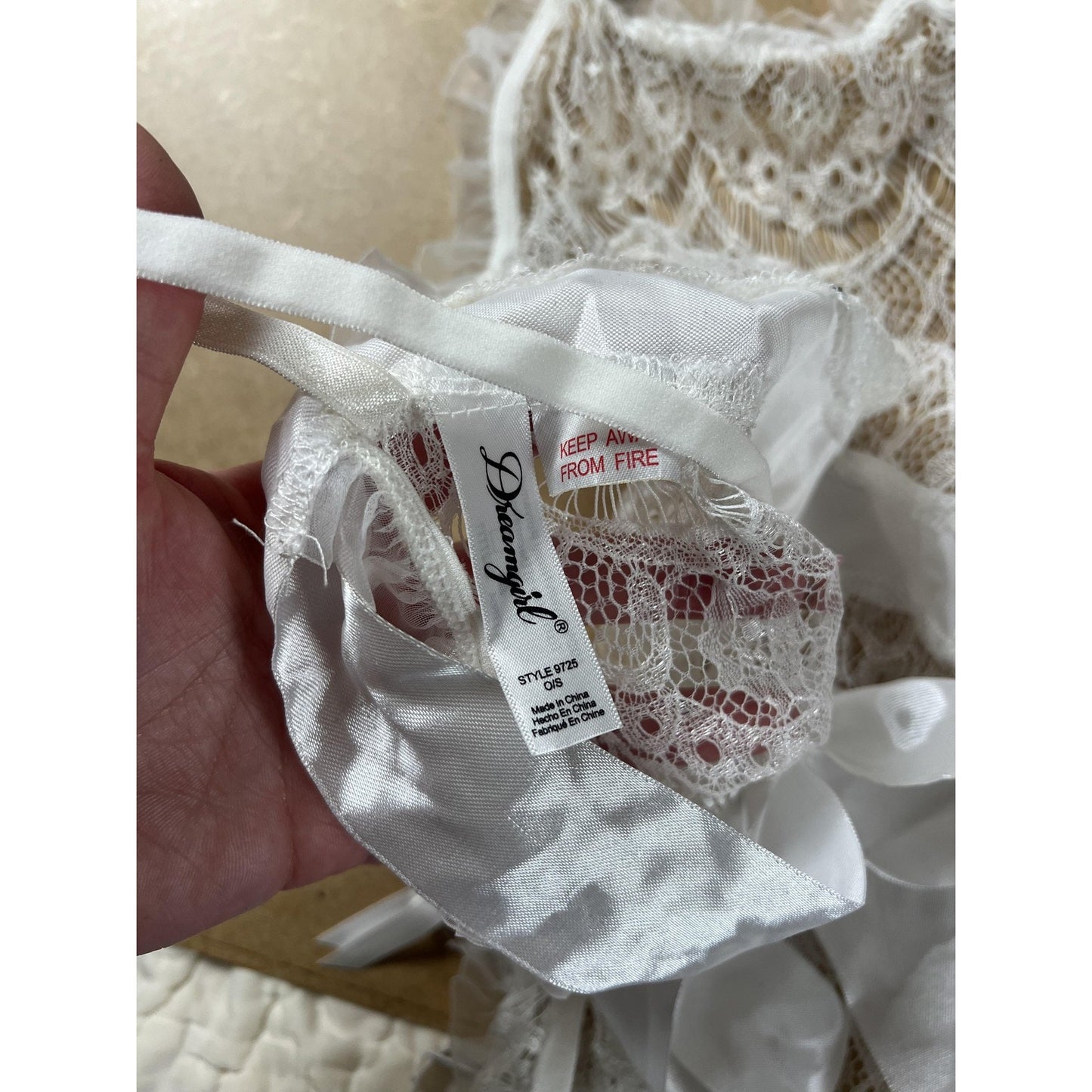 Dreamgirl Lingerie Womens One Size White Lace Bridal Babydoll Garter Halter Tie