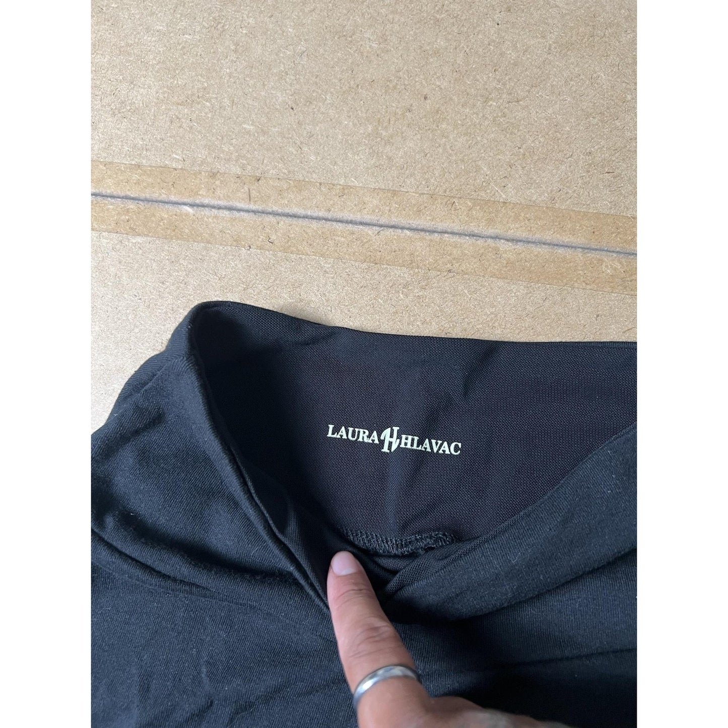 LAURA HILAVAC Leggings Womens S Black Ankle Yoga Cotton Spandex Embroidered