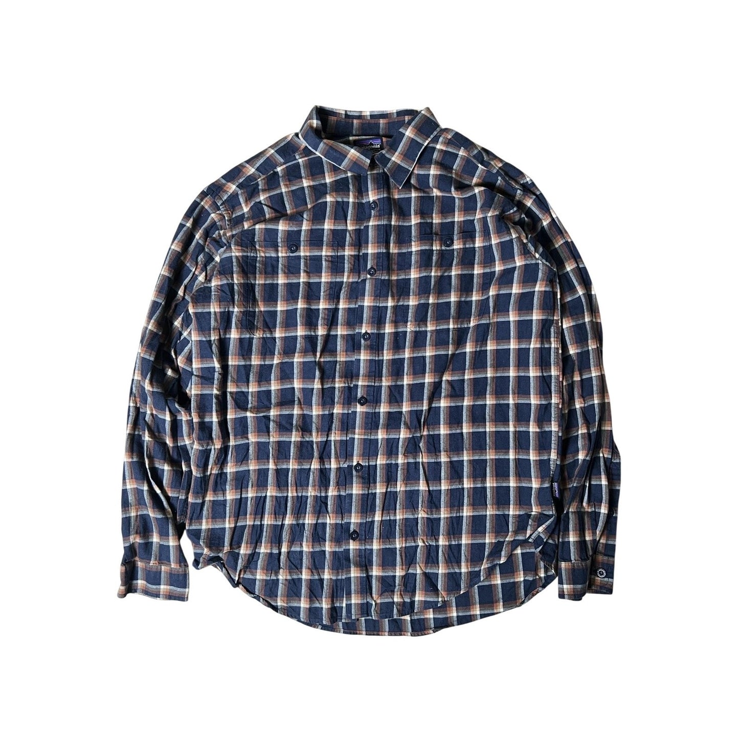 Patagonia Shirt Mens L Blue Plaid Long Sleeve Flannel Button Up Casual