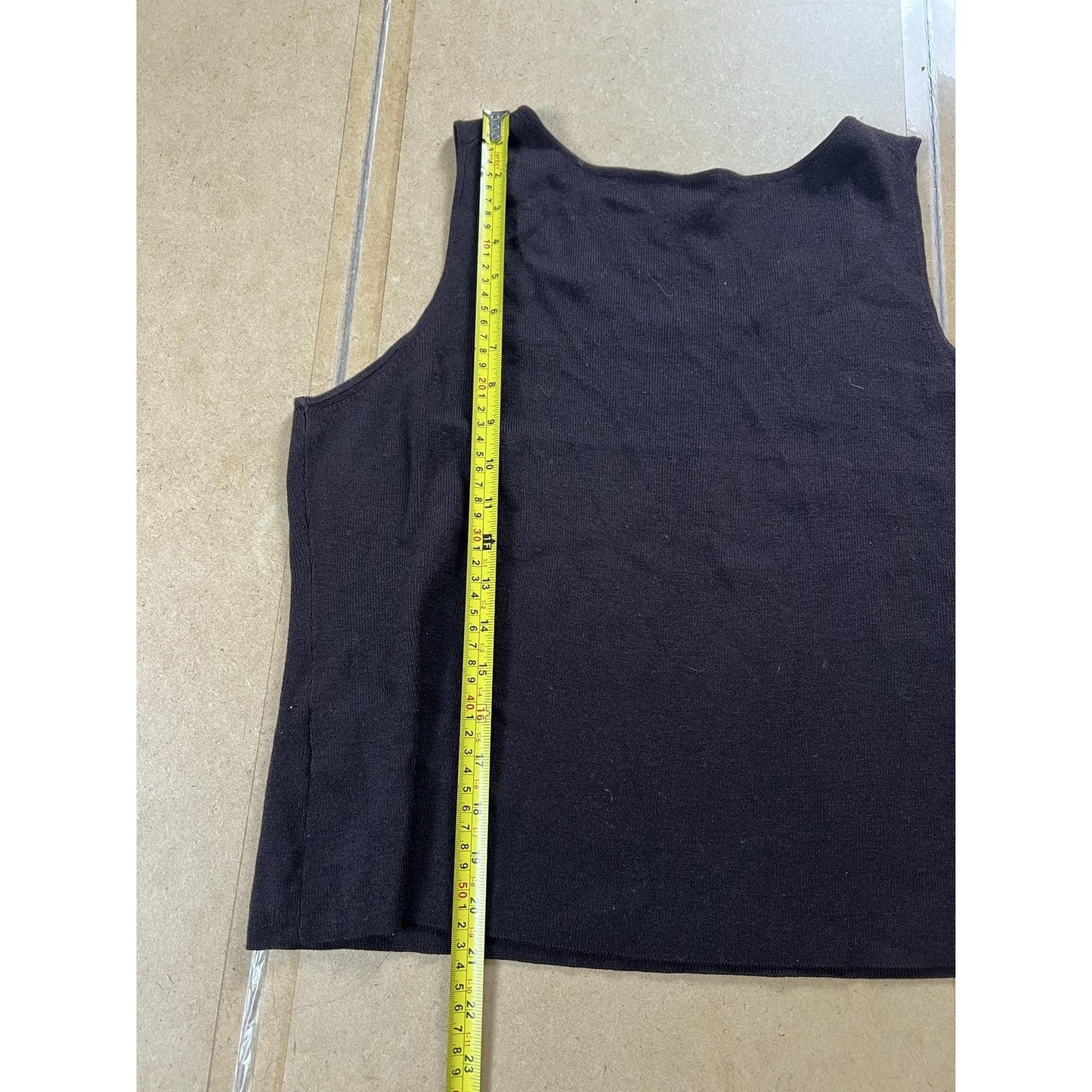 Eileen Fisher Vest Womens L Brown Sleeveless Scoop Neck Wool Knit Lightweight