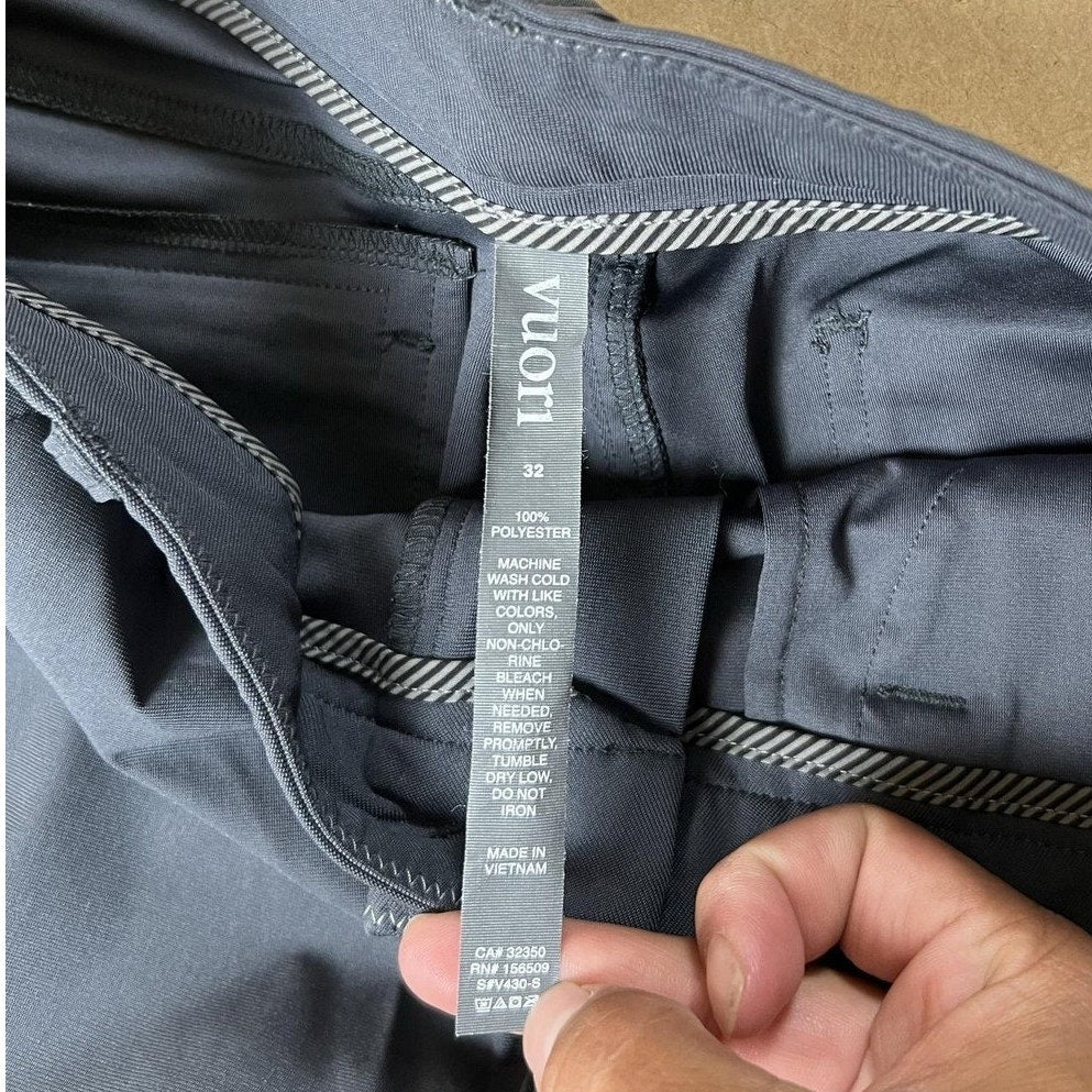 Vuori Pants Mens 32x32 Gray Chino Slim Tapered Microfiber Travel Casual