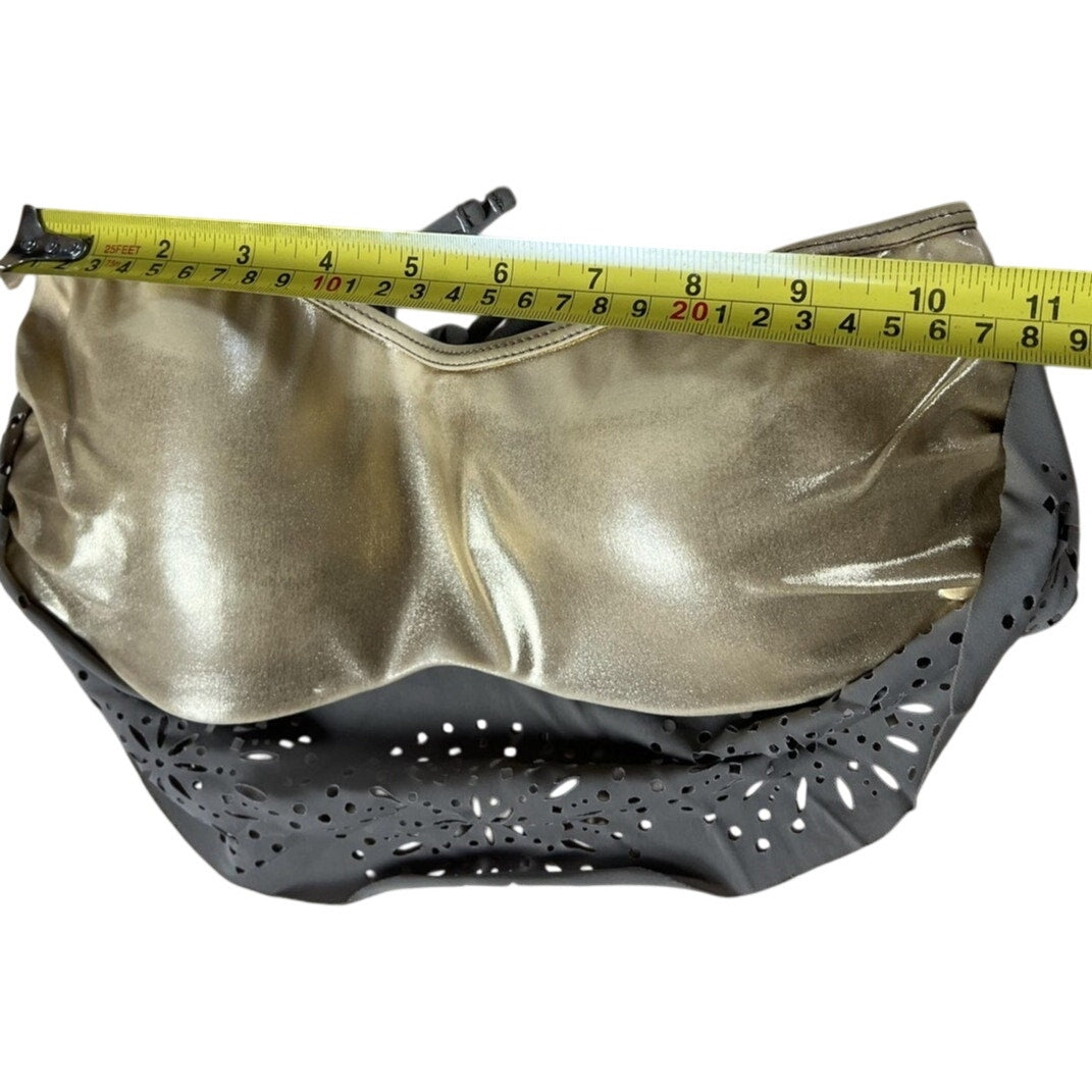 NINETY SIX DEGREES Bikini Womens M Gray Bandeau Lined Built-In Bra 2 Piece