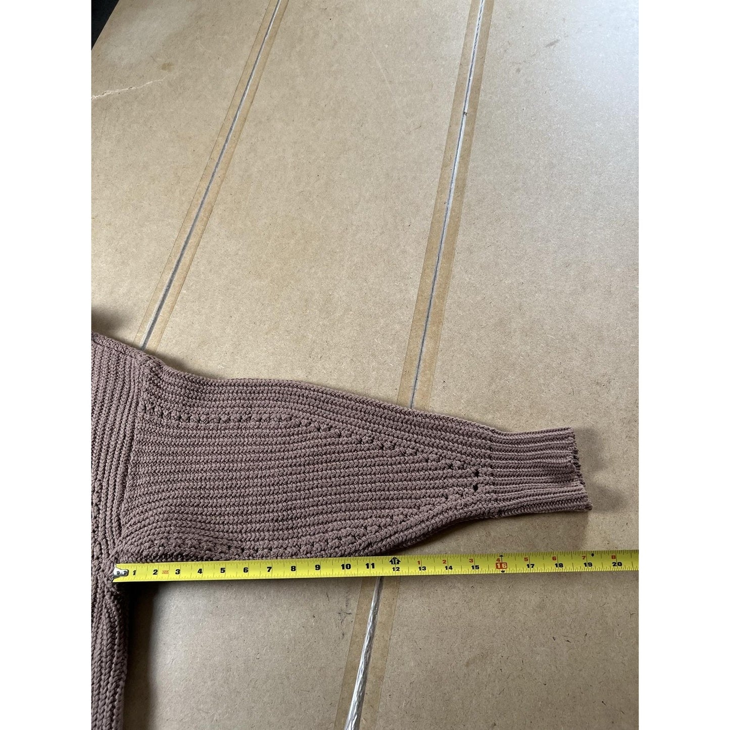 Free People Cardigan Womens M Brown Chunky-Knit Open V-Neck Relaxed Long-Sleeve