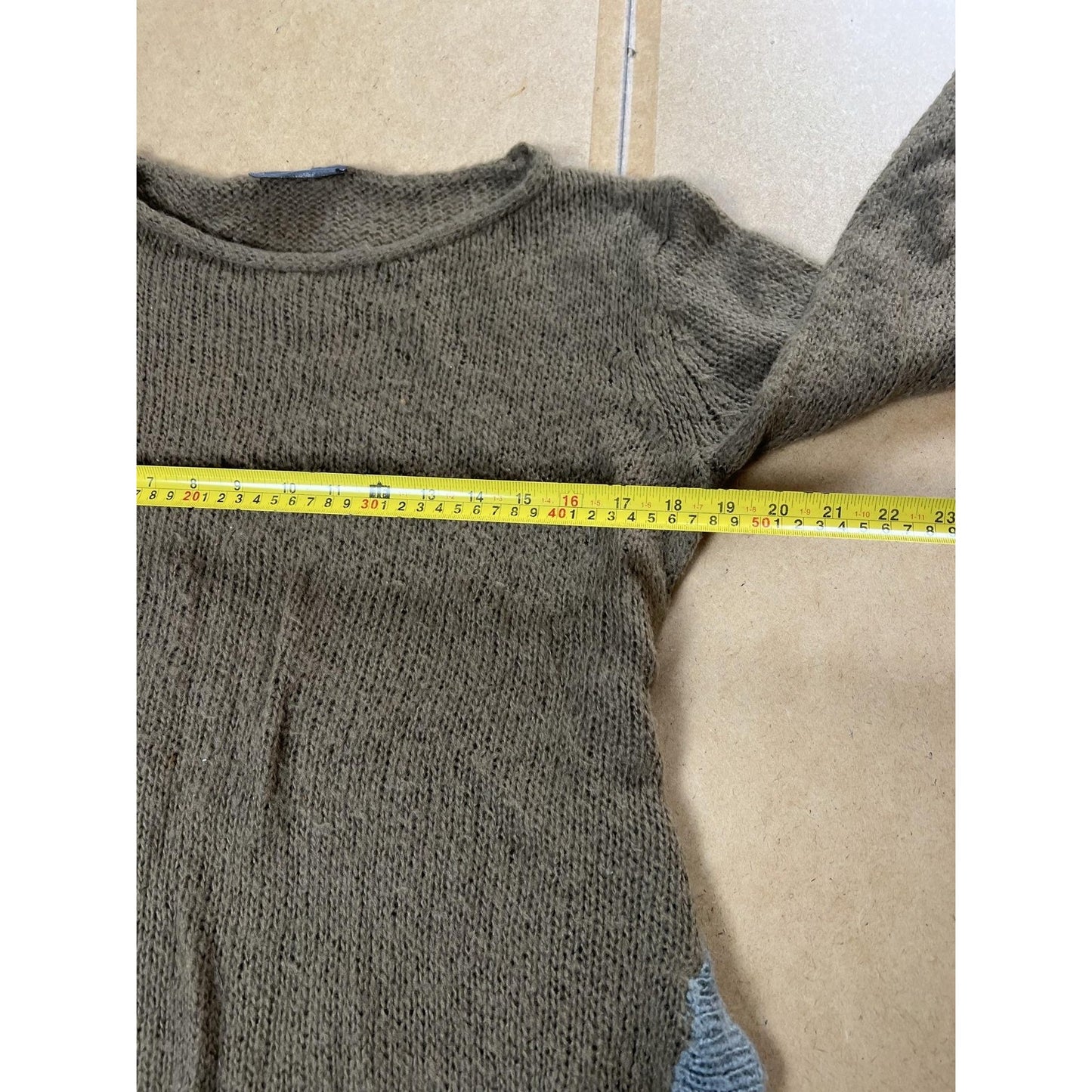 Wooden Ships Tunic Womens M/L Brown Boat Neck Knit Mohair Wool Relaxed Pullover