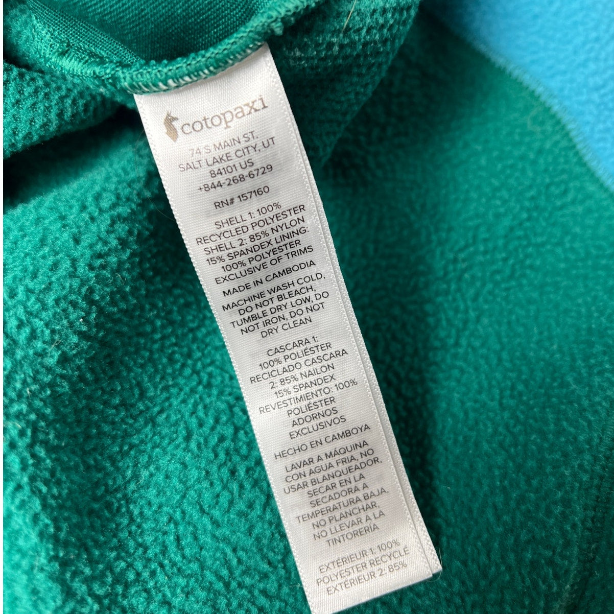 Cotopaxi Green 1/2 Zip Fleece Pullover Jacket NWT Size M Men's