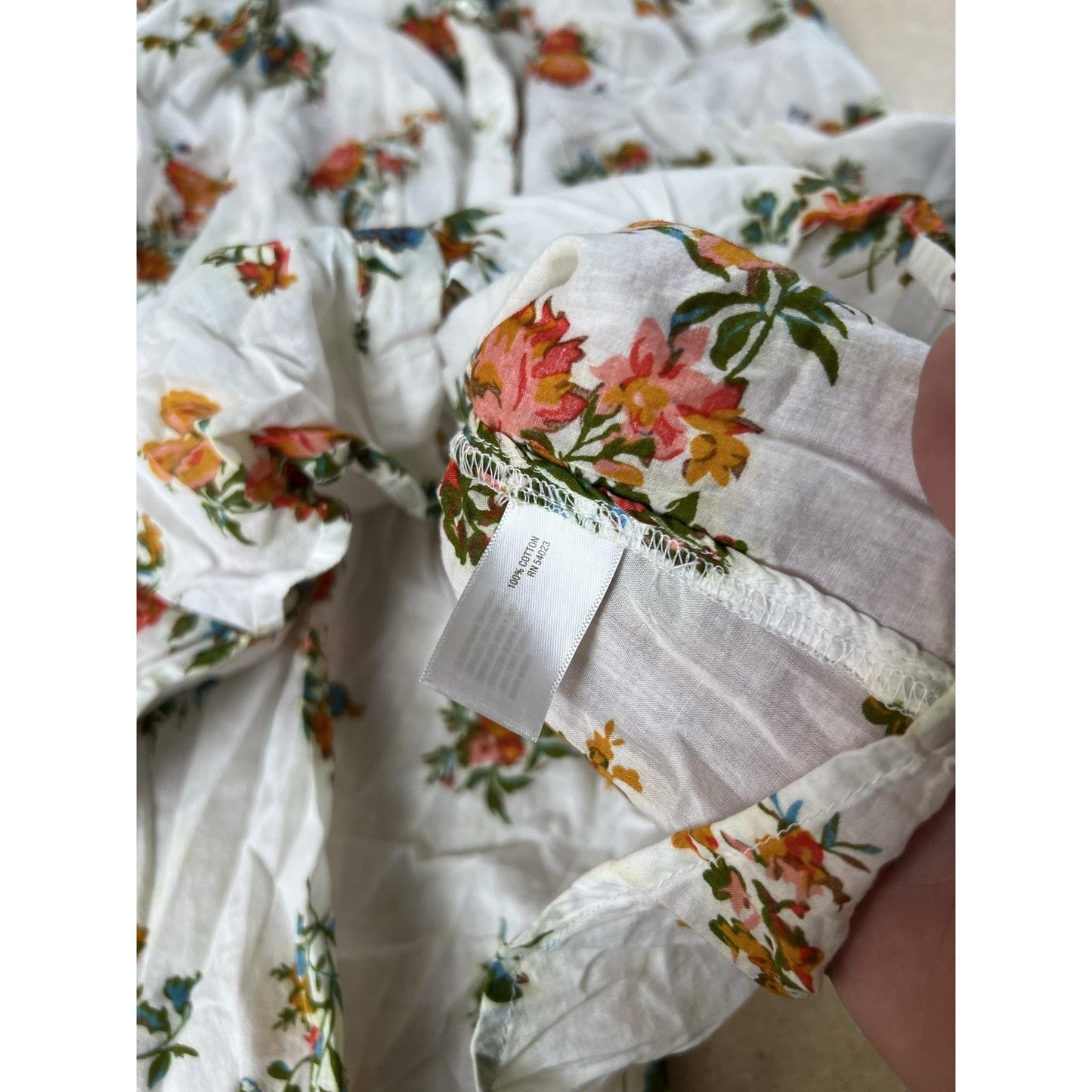Old Navy Tunic Womens XL White Floral Button-Up Collared Long Sleeve Cotton