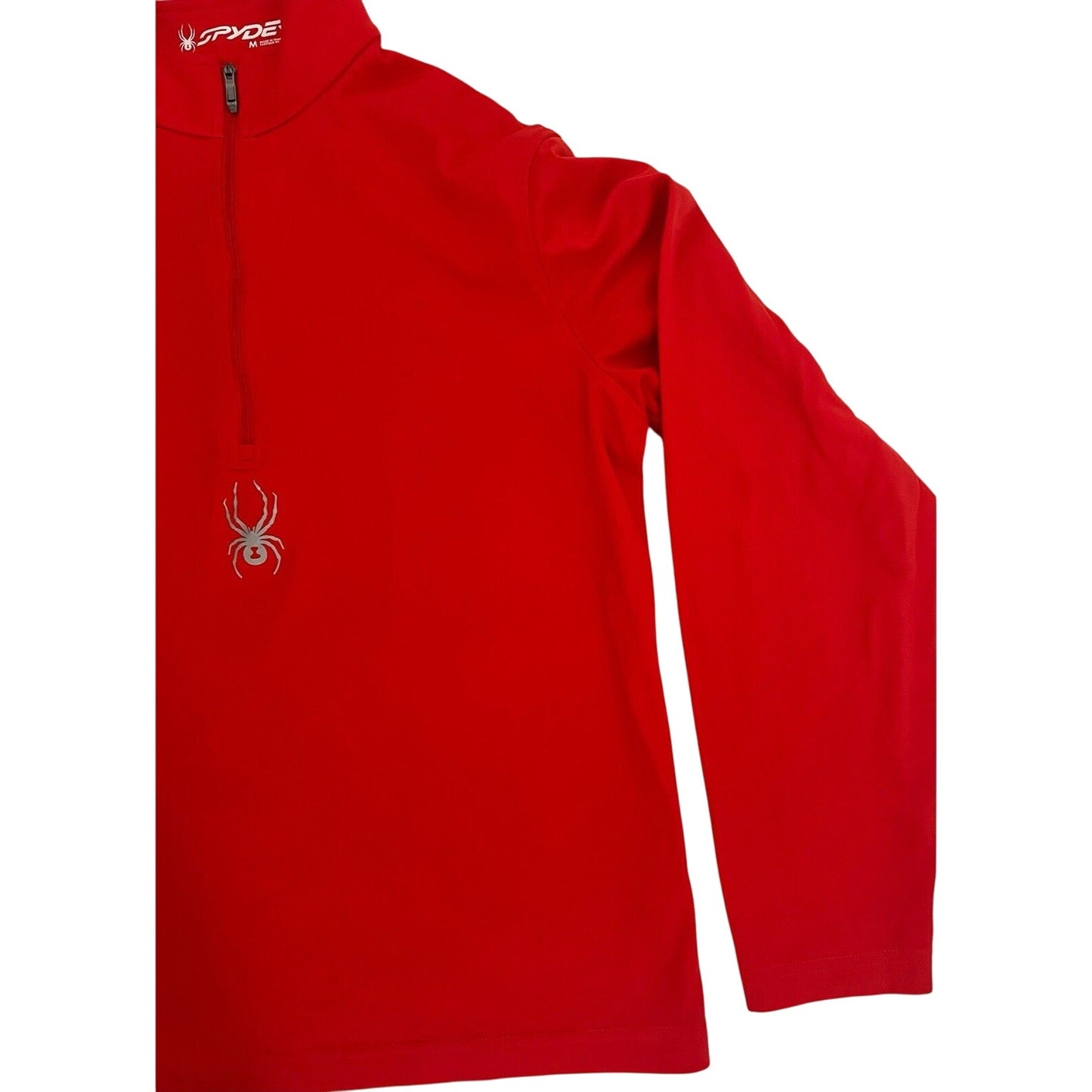 Spyder Mens Quarter Zip Short Jumper Medium Solid Red Pullover Long Sleeve